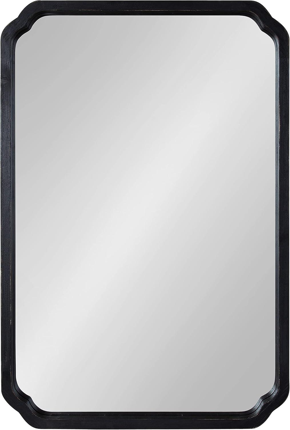 Kate & Laurel All Things Decor 24"x36" Marston Farmhouse Rectangle Wall Mirror Black: Modern Wood Frame, No Assembly Required