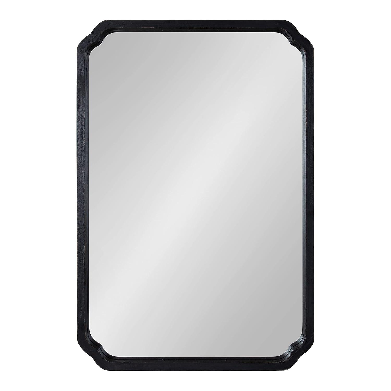 Kate & Laurel All Things Decor 24"x36" Marston Farmhouse Rectangle Wall Mirror Black: Modern Wood Frame, No Assembly Required
