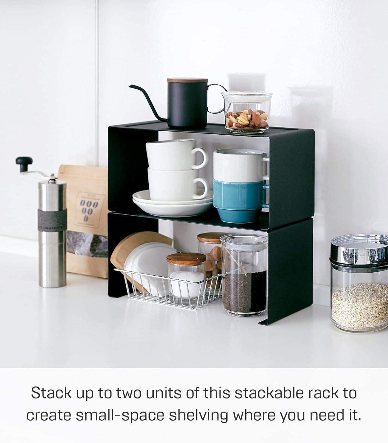 Tower Yamazaki Home Stackable Kitchen Rack, Storage Organizer Counter Shelf, Small, Stack up to Two