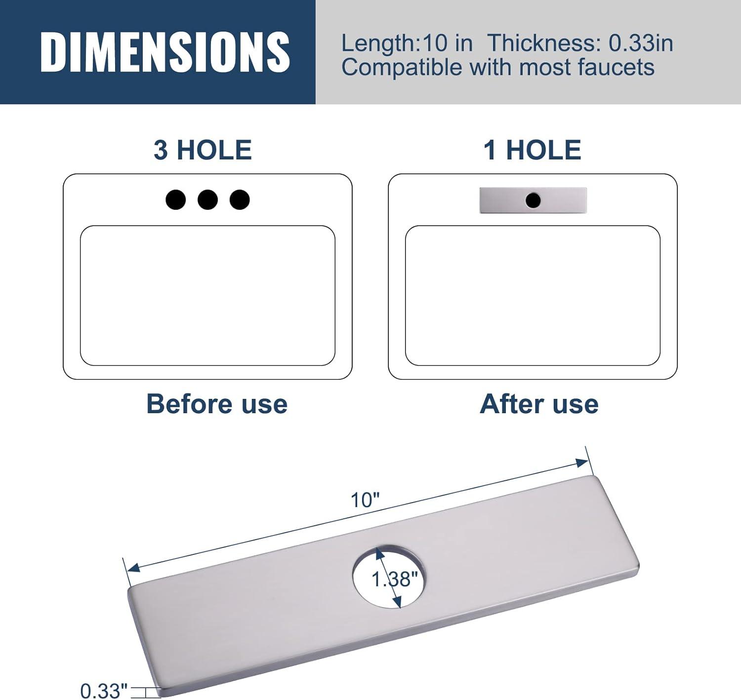 iVIGA VCC06 iVIGA 10" Sink Faucet Hole Cover Deck Plate