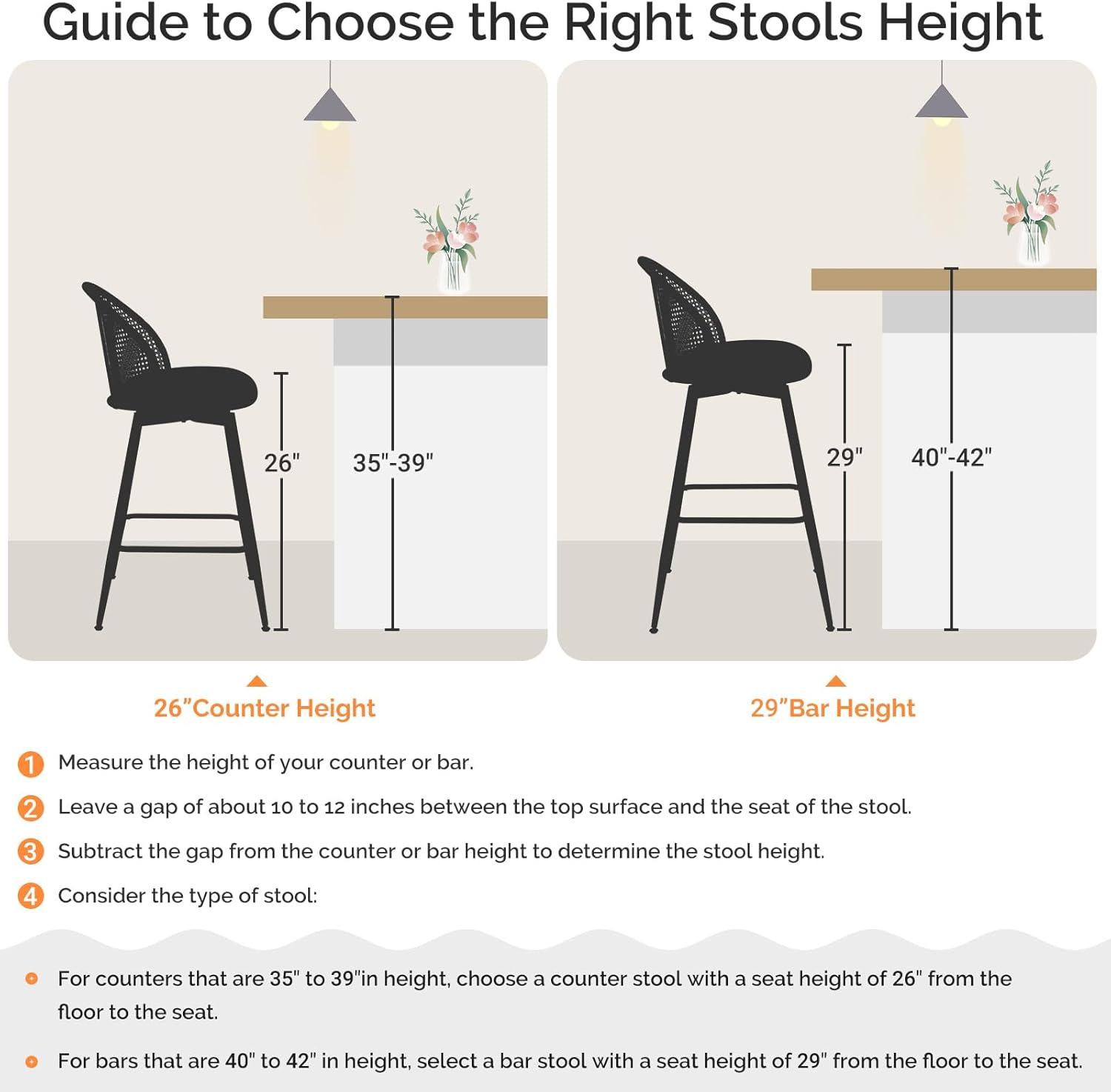 Cane Back Swivel Upholstered Counter & Bar Stool