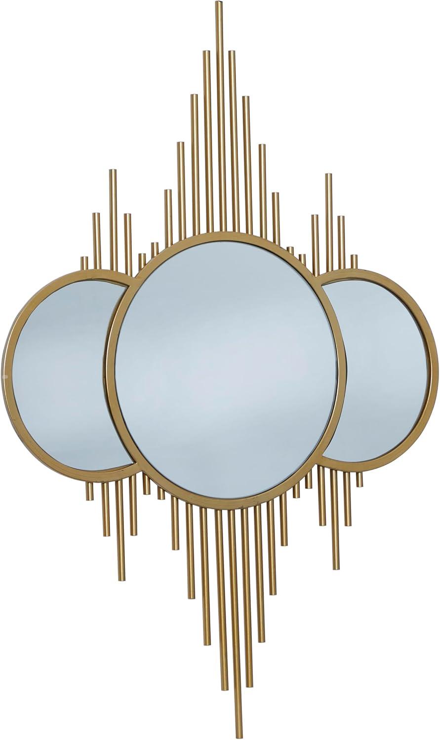 CosmoLiving by Cosmopolitan 3 Overlapping Round Gold Metal, Glamorous and Contemporary Wall Mirror, 27"W x 39"H