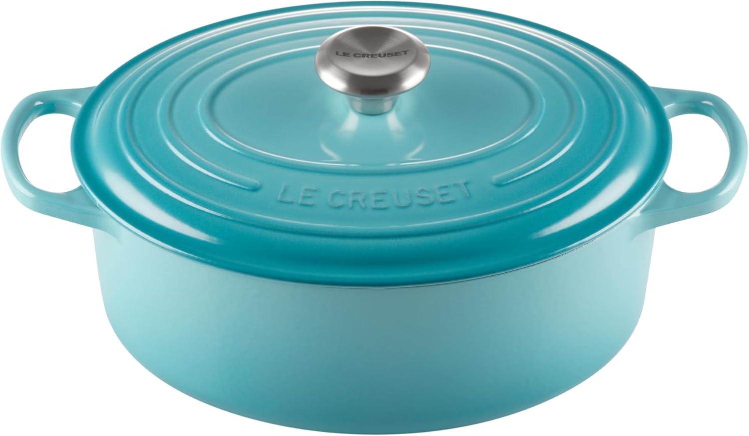 Caribbean Blue Enameled Cast Iron Oval Dutch Oven, 5 qt