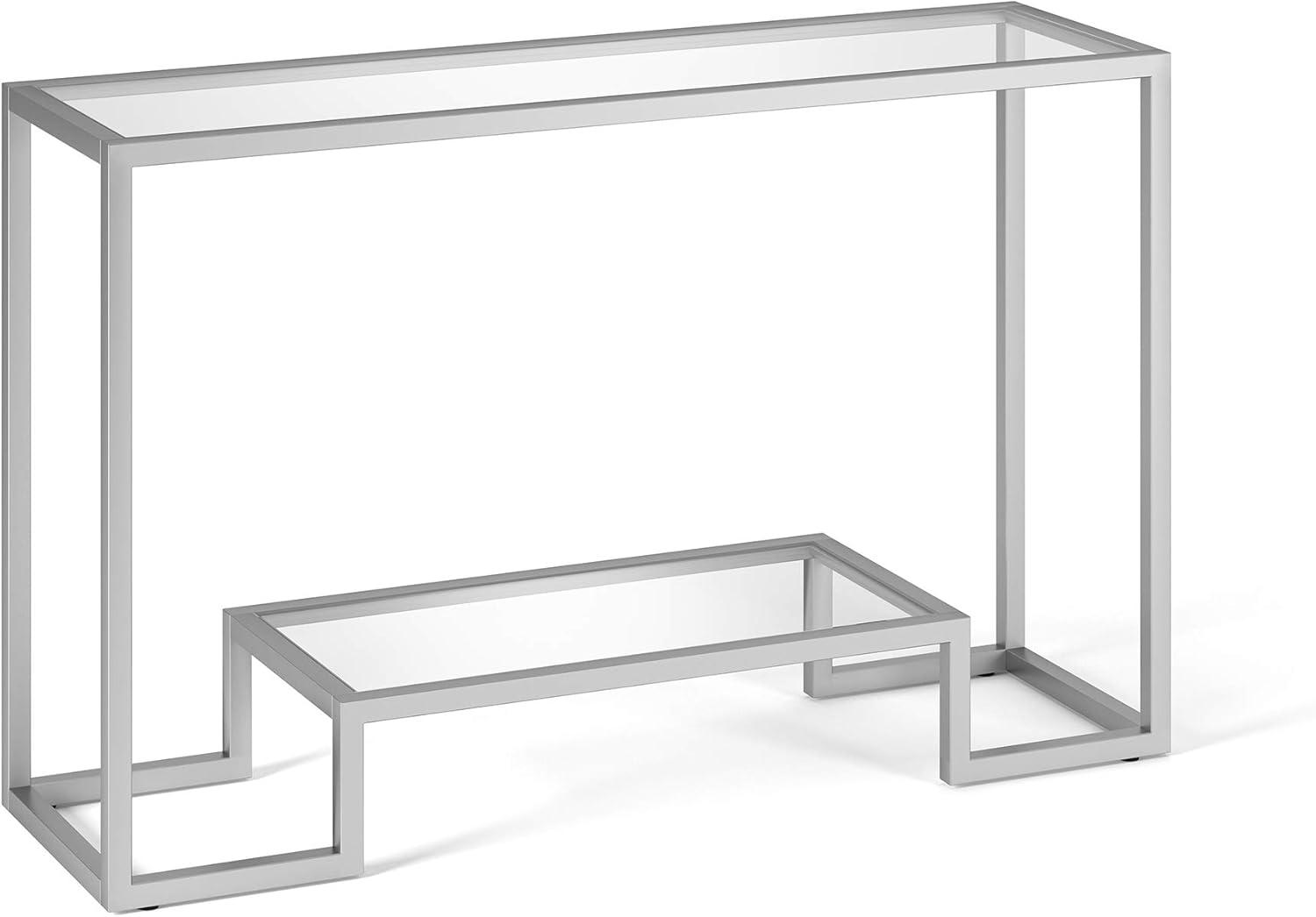 Henn&Hart 47" Satin Nickel Metal/Glass Console Table