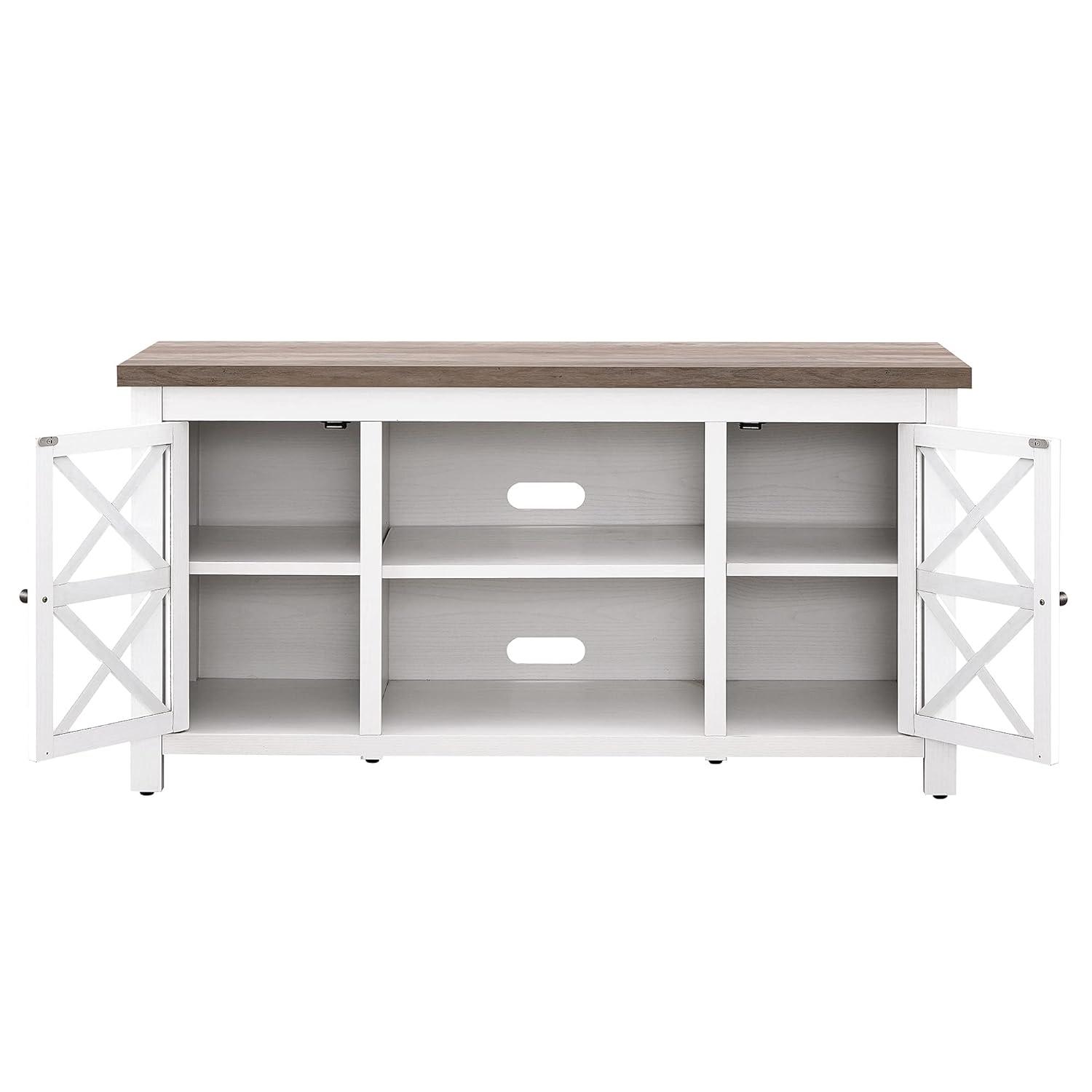 Evelyn&Zoe Colton Rectangular TV Stand for TV's up to 55", White/Gray Oak