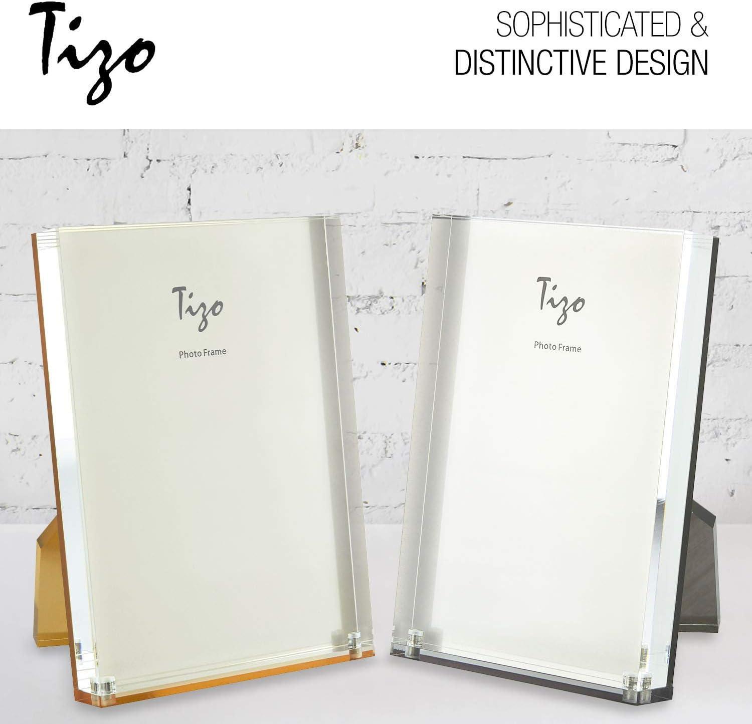 TIZO Design Vertical 4x6 Lucite Picture Frame, Durable 1 Inch Thick Clear Lucite Magnetic Closures, Elegant & Practical Boutique Quality Photo Frame (Multiple Colors Available) (With Gift Box)