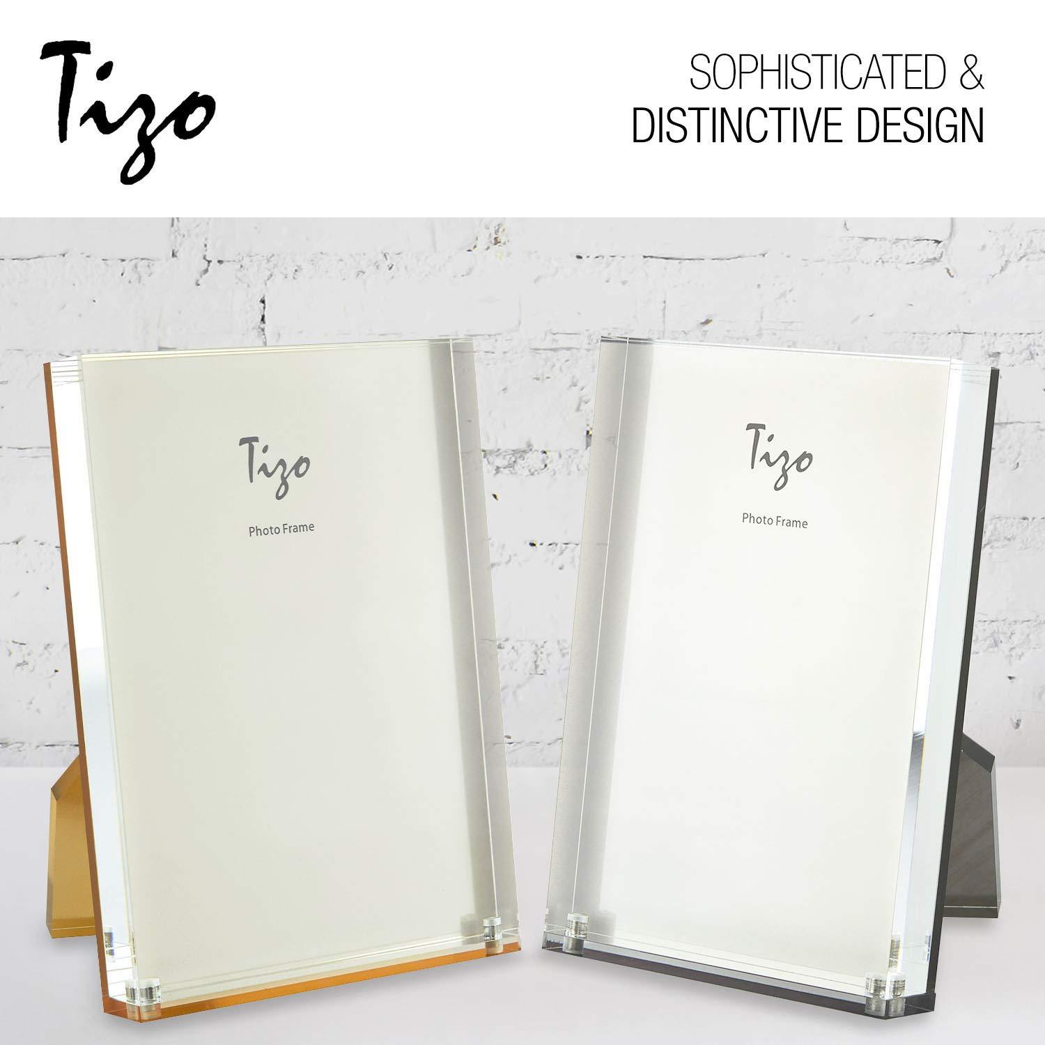 TIZO Design Vertical 4x6 Lucite Picture Frame, Durable 1 Inch Thick Clear Lucite Magnetic Closures, Elegant & Practical Boutique Quality Photo Frame (Multiple Colors Available) (With Gift Box)