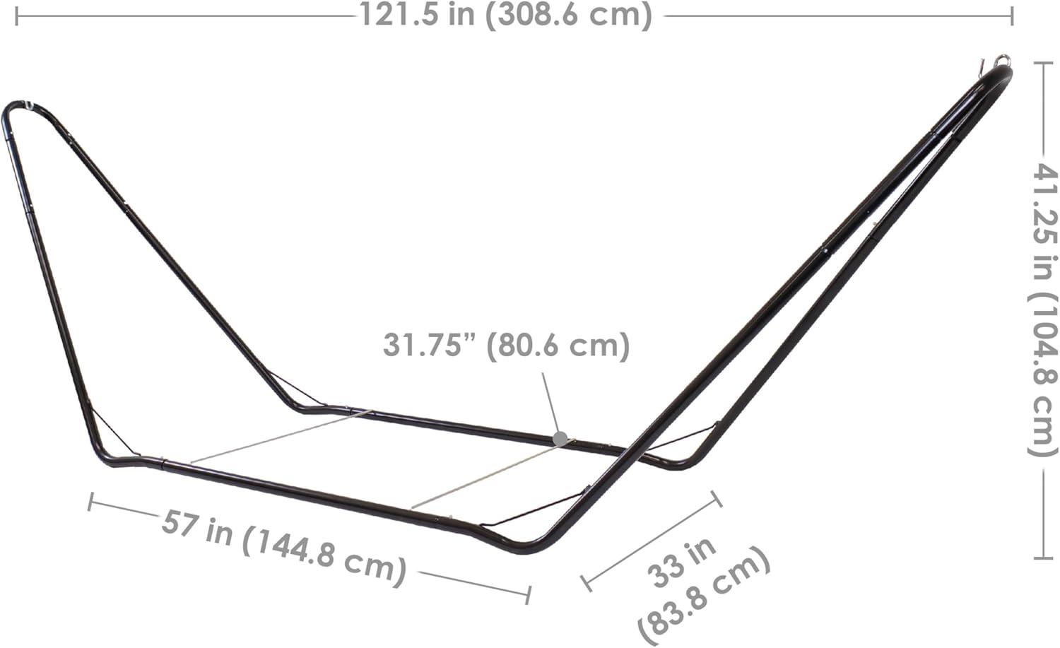 Sunnydaze Portable Heavy-Duty Steel Hammock Stand Only for Camping and Spreader Bar Styles - 330 lb Capacity/10' Stand - Black