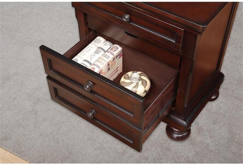 Pemberly Row 3-Drawers Traditional Wood Nightstand in Brown Cherry