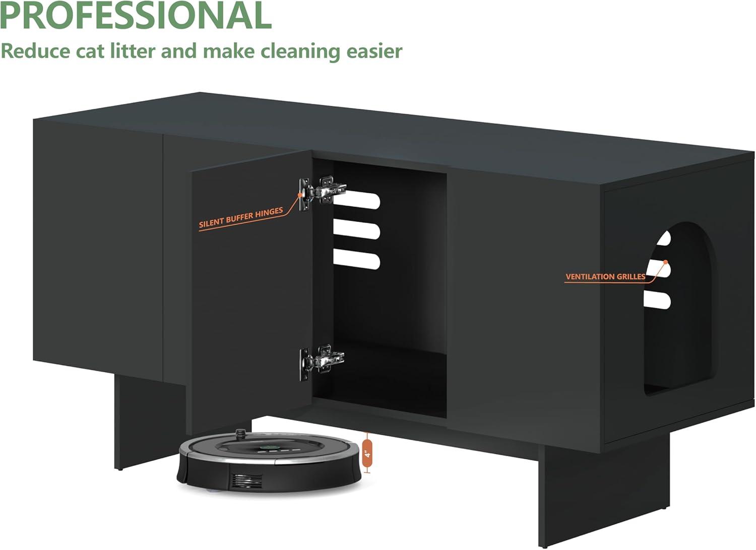 Tucker Murphy Pet™ Litter Box Enclosure for 2 Cats, Cat Litter Box Enclosure Furniture with Double Room