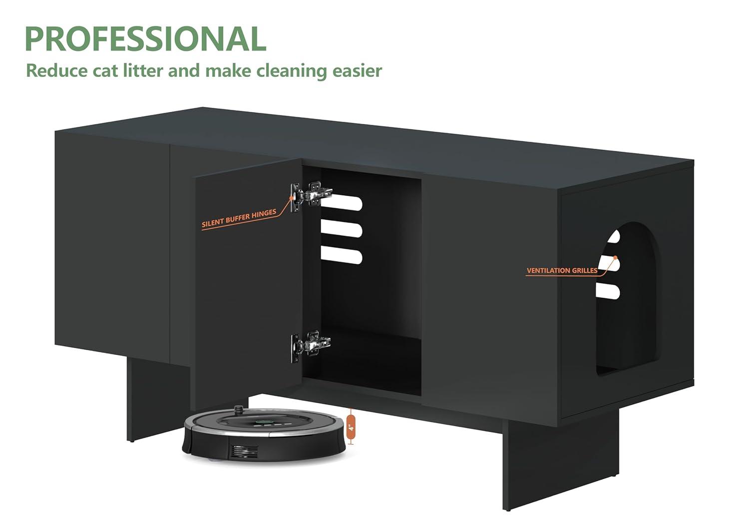 Tucker Murphy Pet™ Litter Box Enclosure for 2 Cats, Cat Litter Box Enclosure Furniture with Double Room