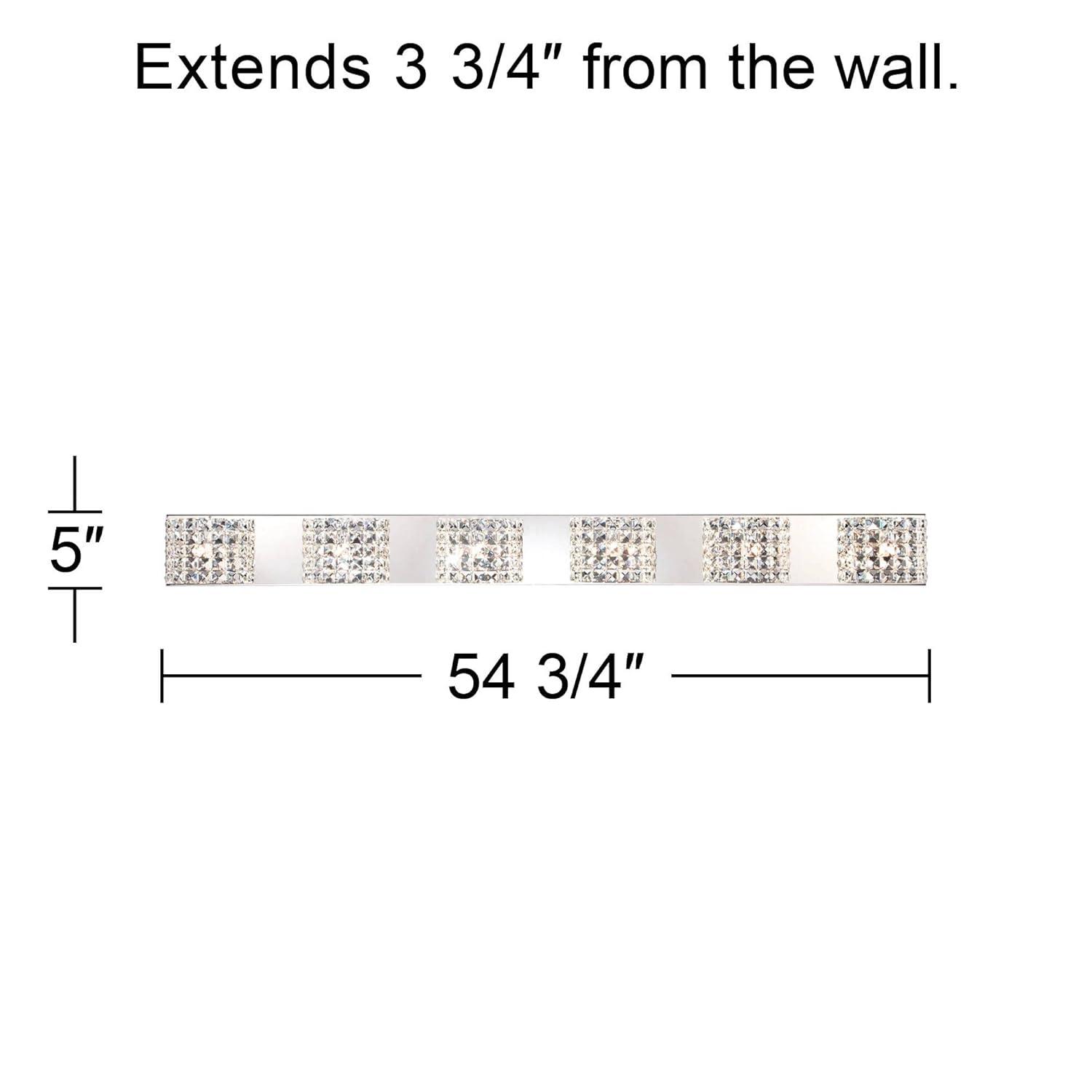 Vienna Full Spectrum Cesenna Modern Wall Light Chrome Hardwire 55" 6-Light Fixture Clear Crystal for Bedroom Bathroom Vanity Reading Living Room House