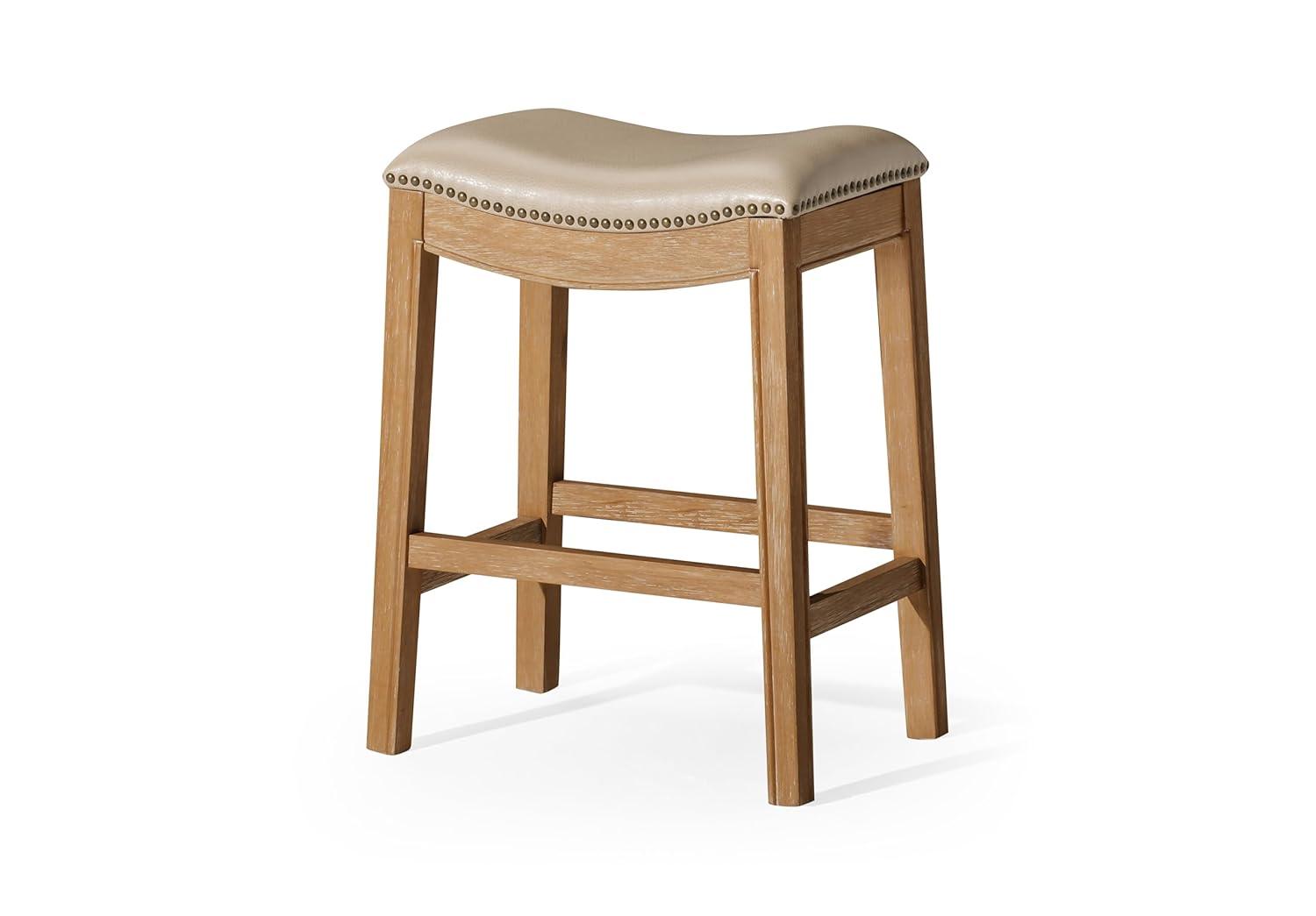 Maven Lane Adrien Saddle Barstool with Vegan Leather Upholstery