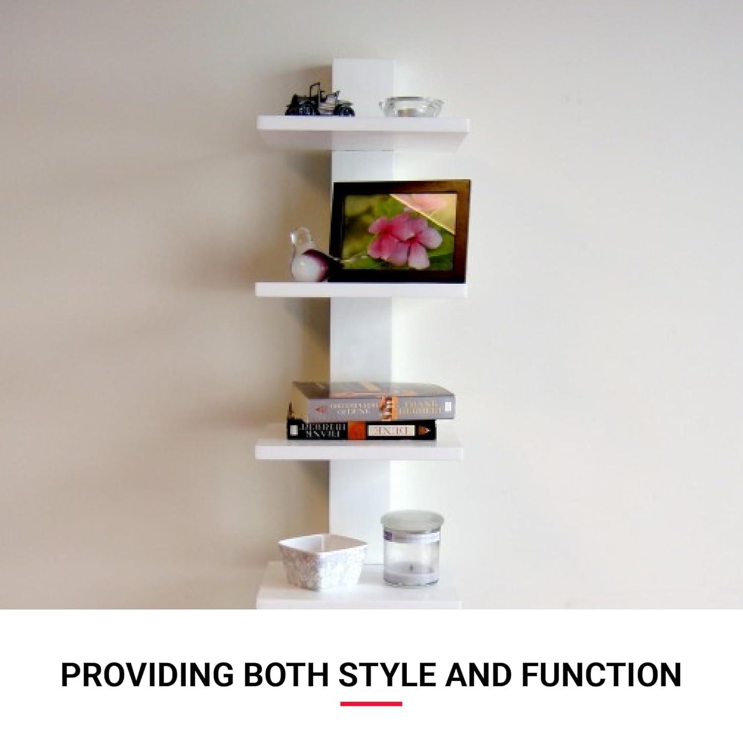 Spine Wall Book Shelves Stylish and Functional White - Proman Products