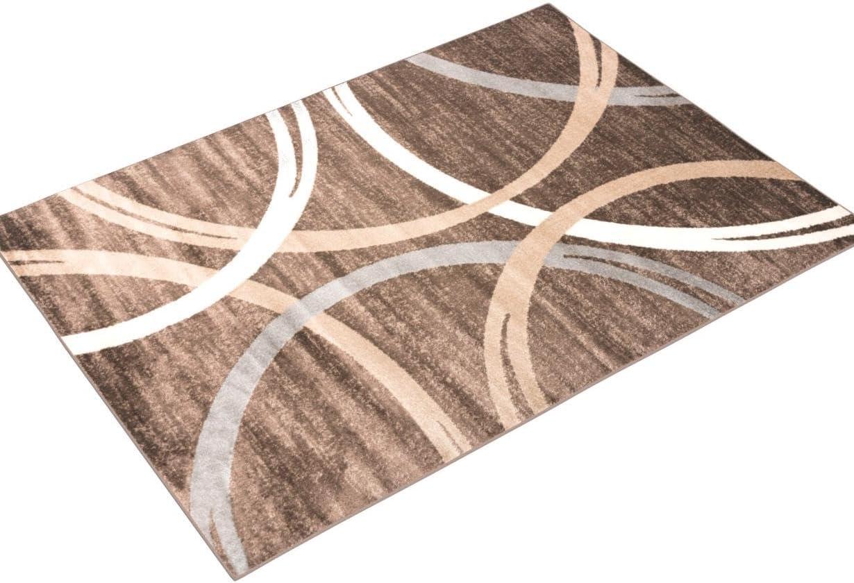 World Rug Gallery Contemporary Abstract Circles Design Brown 5'3" x 7'3" Area Rug