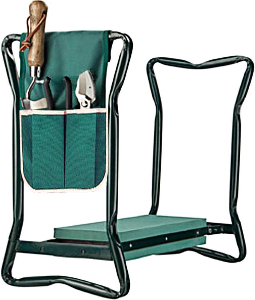 Garden Kneeler and Seat,with 2 Tool Bags Pouches and Claw Gloves,Portable Lightweight Bench Thicken EVA Foam Pad Sturdy Steel Pipe Practical Garden Tools(Green)