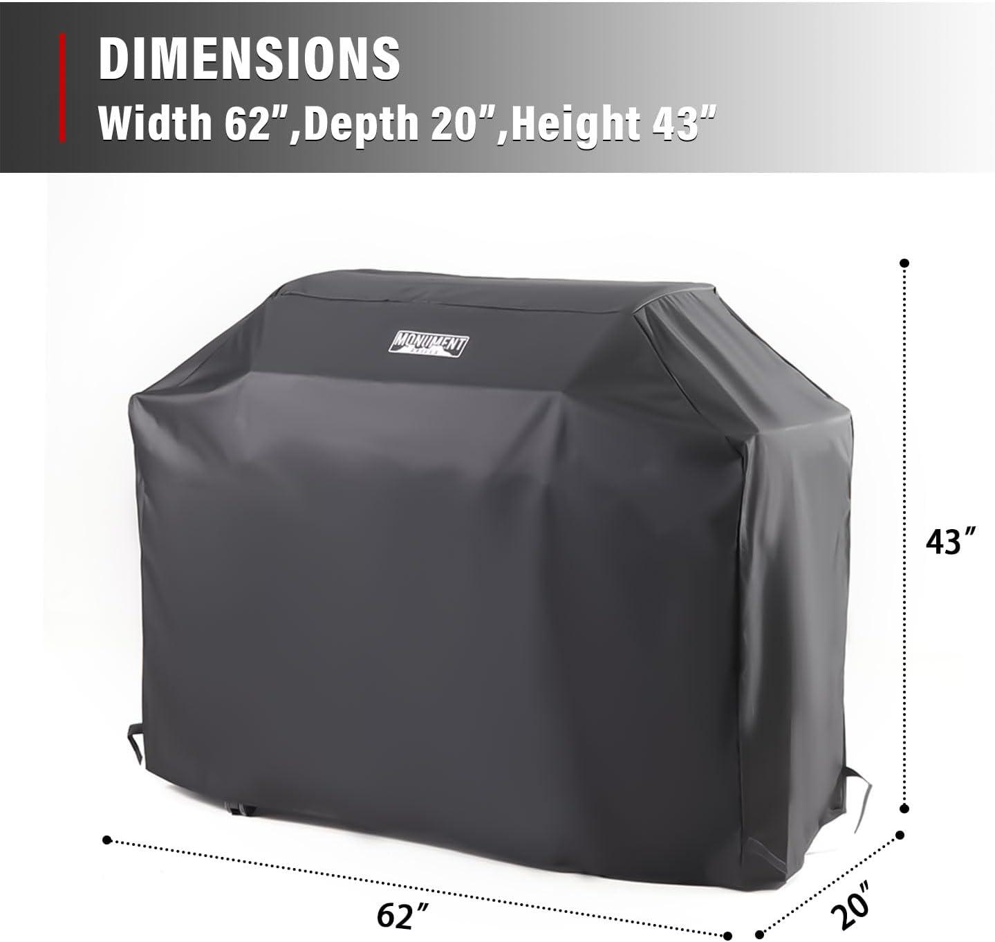 Heavy Duty Black Water-Resistant Gas Grill Cover, 62 Inches