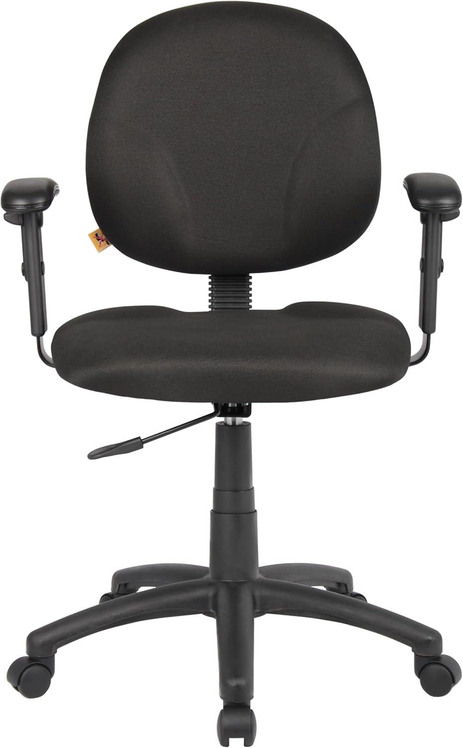 Black Adjustable Ergonomic Task Chair with Fabric Upholstery