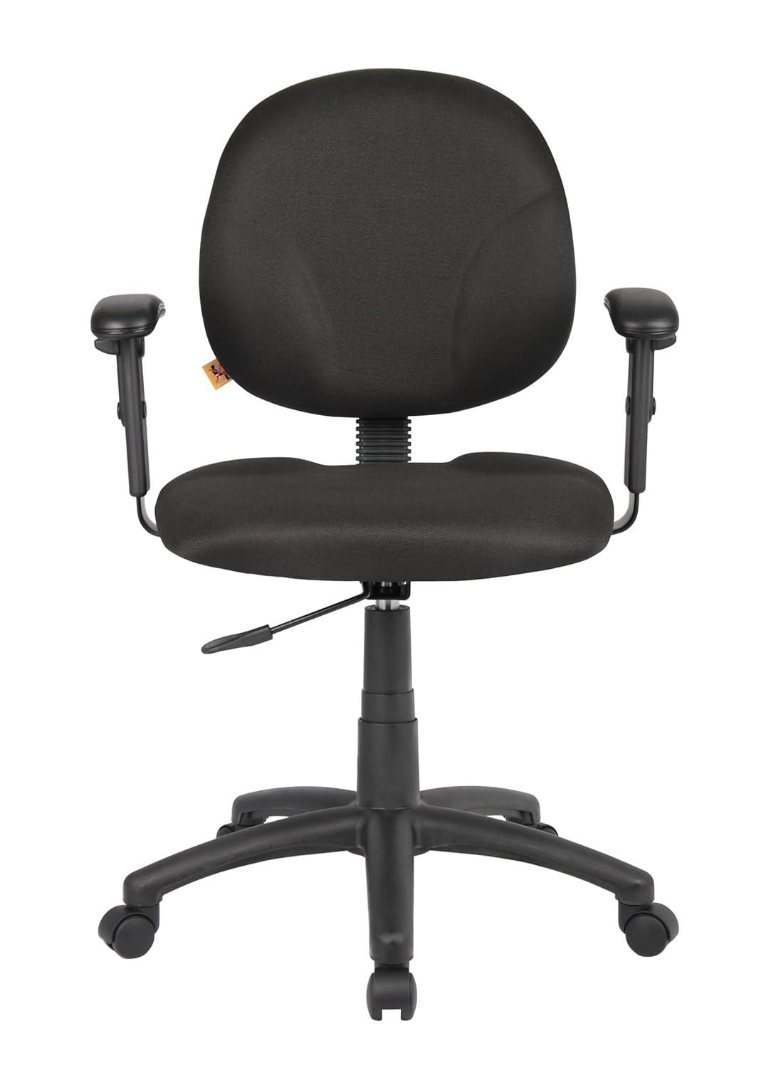 Black Adjustable Ergonomic Task Chair with Fabric Upholstery