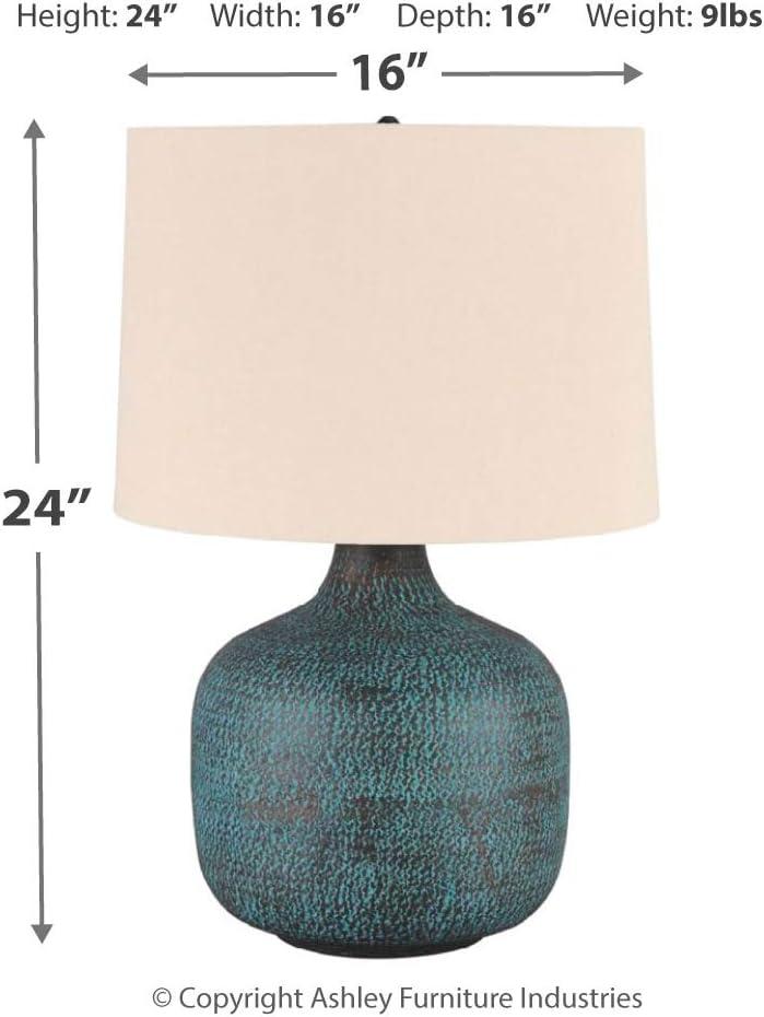 Malthace 24.5" Hammered Bronze and Beige Table Lamp