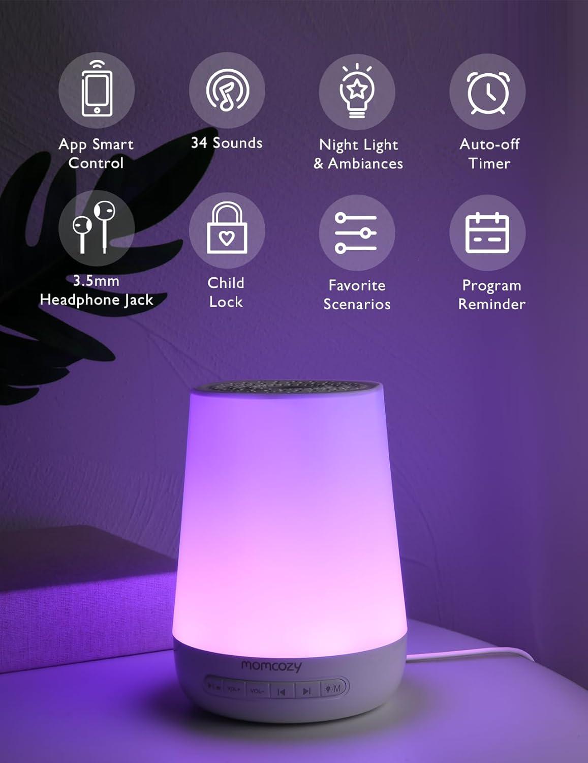 Blue Smart White Noise Machine with Night Light and App Control