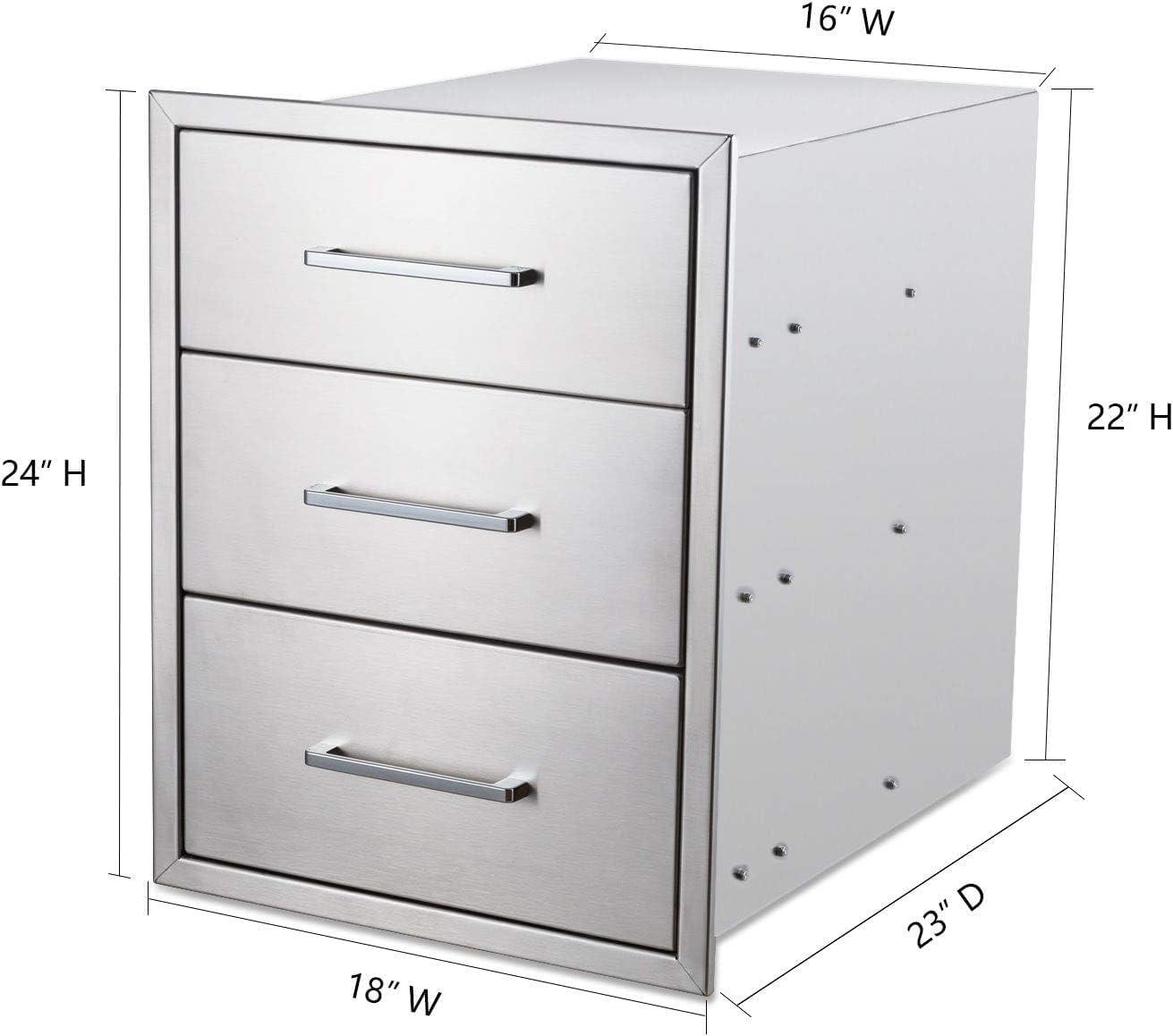 Stainless Steel 3-Drawer Outdoor Kitchen Storage Unit