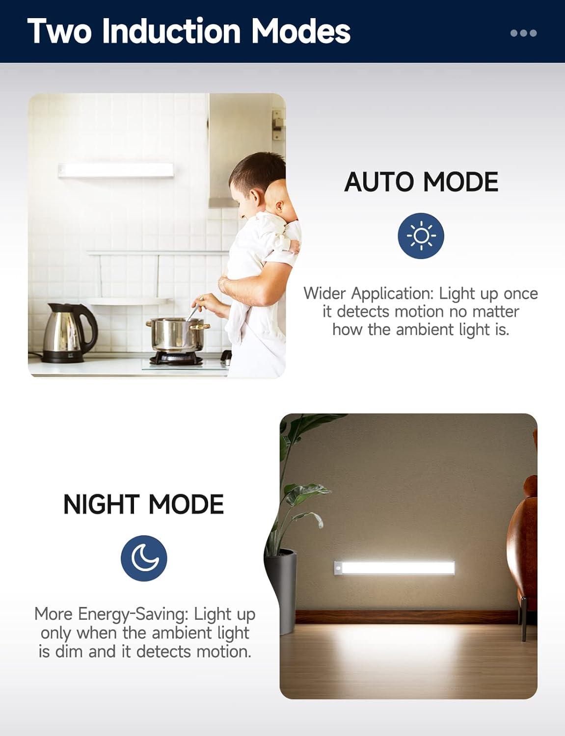 LEPOTEC 9.88Inch 40 LED Cool Wireless Rechargeable Motion Sensor Cabinet Light