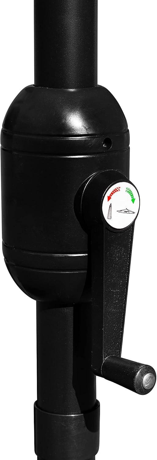 Flash Furniture Kona Red 9 FT Round Umbrella with Crank and Tilt Function and Standing Umbrella Base