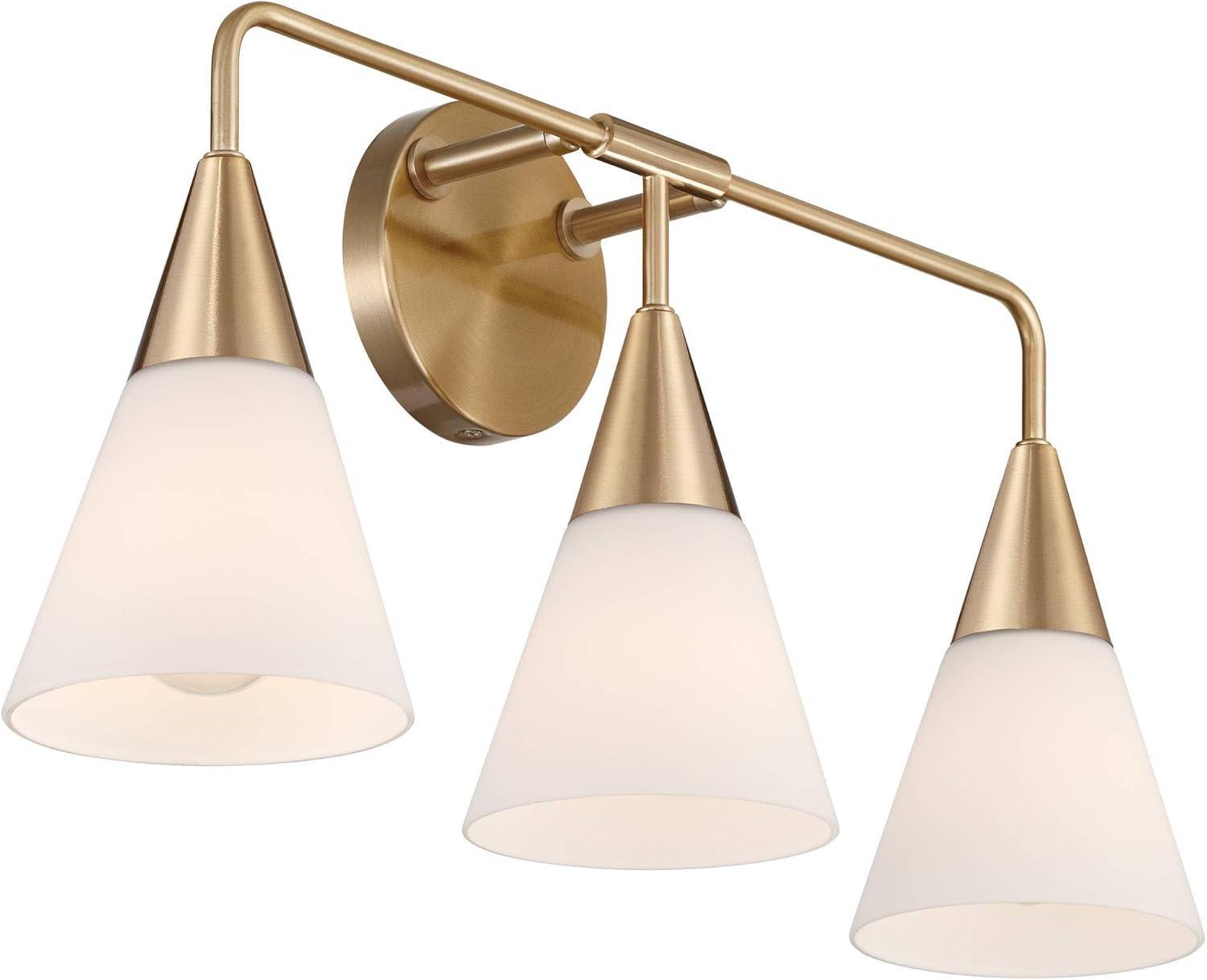 Possini Euro Design Possini Euro Amie 22" 3-Light Warm Brass and Opal Glass Bath Light