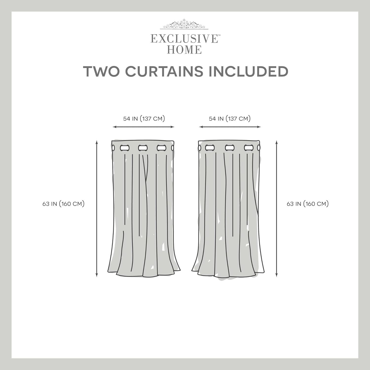 Set of 2 (63"x54") Loha Linen Grommet Top Light Filtering Curtain Panel Dove Gray - Exclusive Home: Modern Polyester