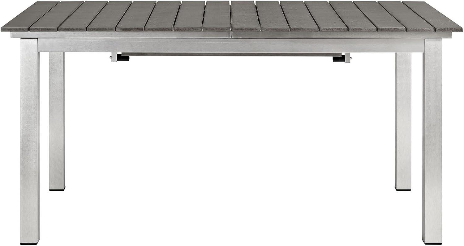 Modway Shore Outdoor Patio Aluminum Dining Table in Silver Gray