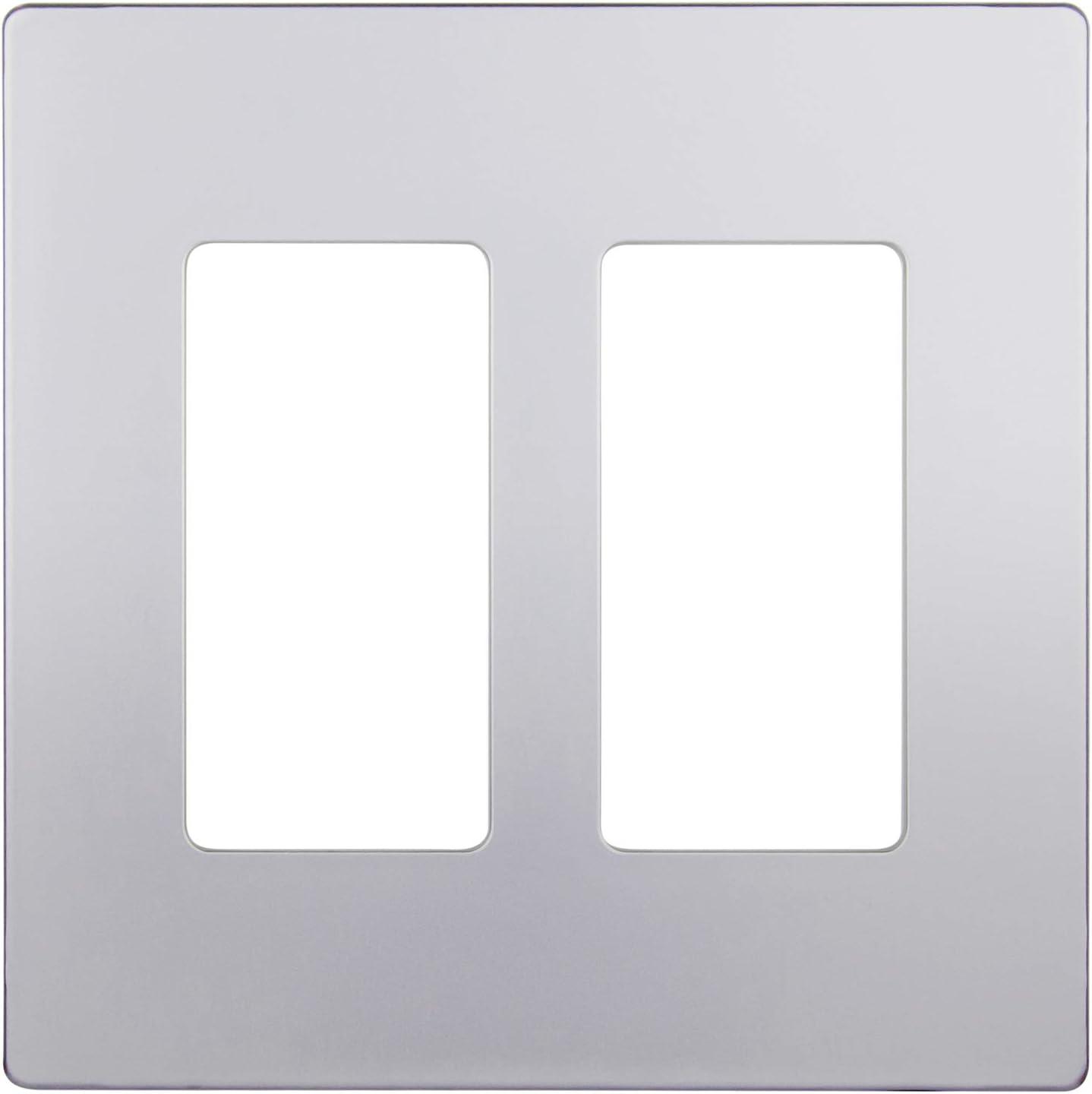 Silver 2-Gang Screwless Decorator Wall Plate