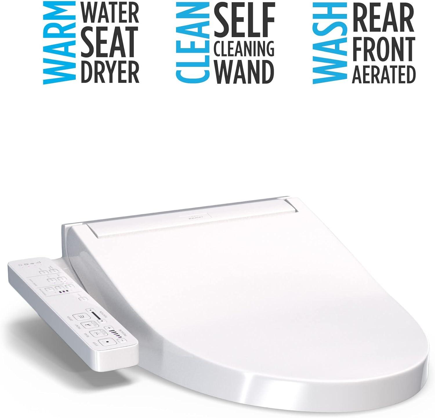 Cotton White Heated Electronic Bidet Toilet Seat with SoftClose Lid