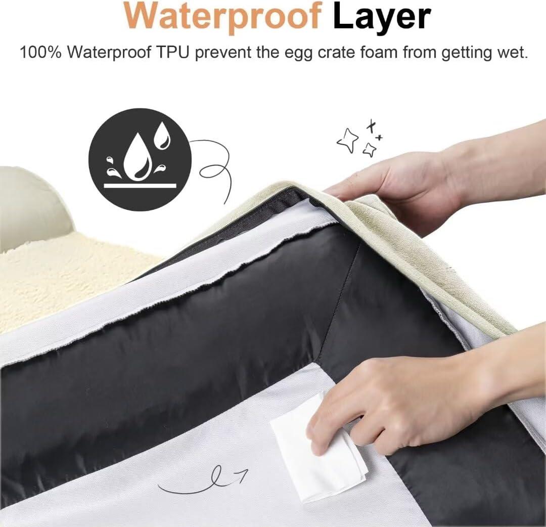 Beige Orthopedic Foam Bolster Dog Bed with Removable Cover