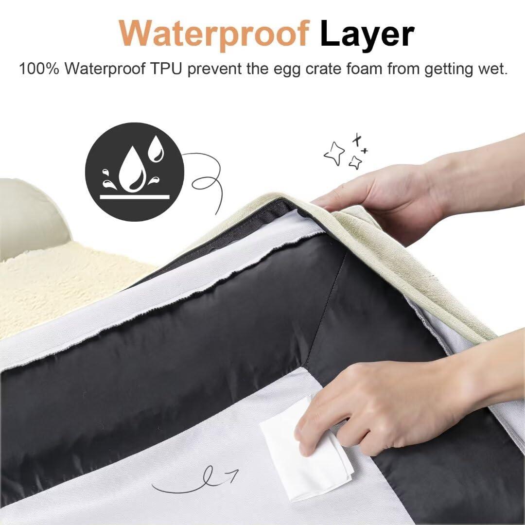 Large Dog Bed Orthopedic Washable: Beds Bolster XL Bed Medium Large Dogs Egg Crate Foam Couch Sofa Waterproof with Removable Cover - Beige