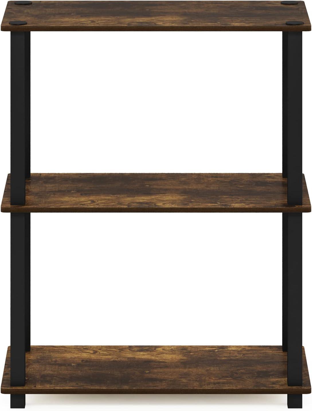 Furinno Multipurpose 23.6"W x 11.6"D x 29.6"H 3-Shelf Freestanding Shelves, Amber Pine and Black