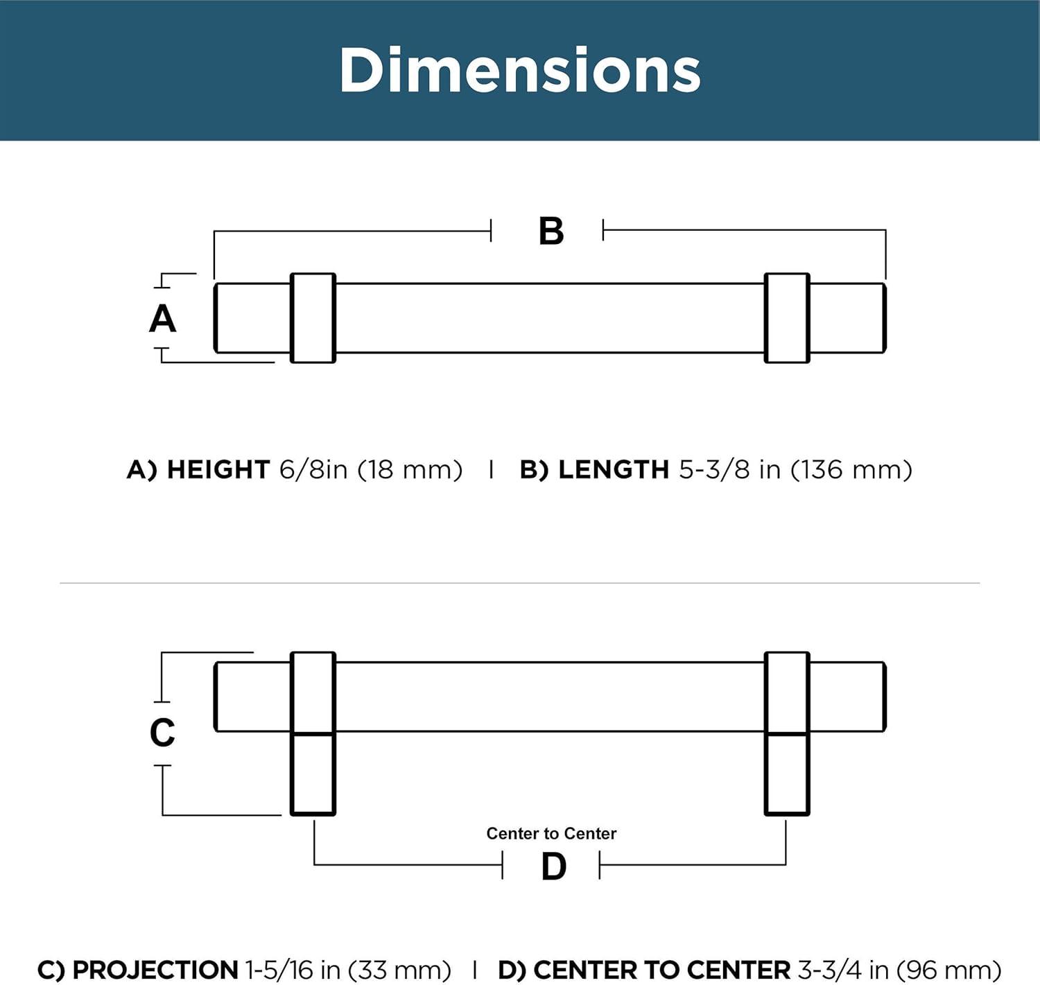 Franklin Brass Simple Wrapped Bar (30-Pack) Cabinet Handles 3-3/4' Hole Center Matte Black Kitchen Drawer Pulls Dresser, Furniture Hardware P46650K-FB-B2