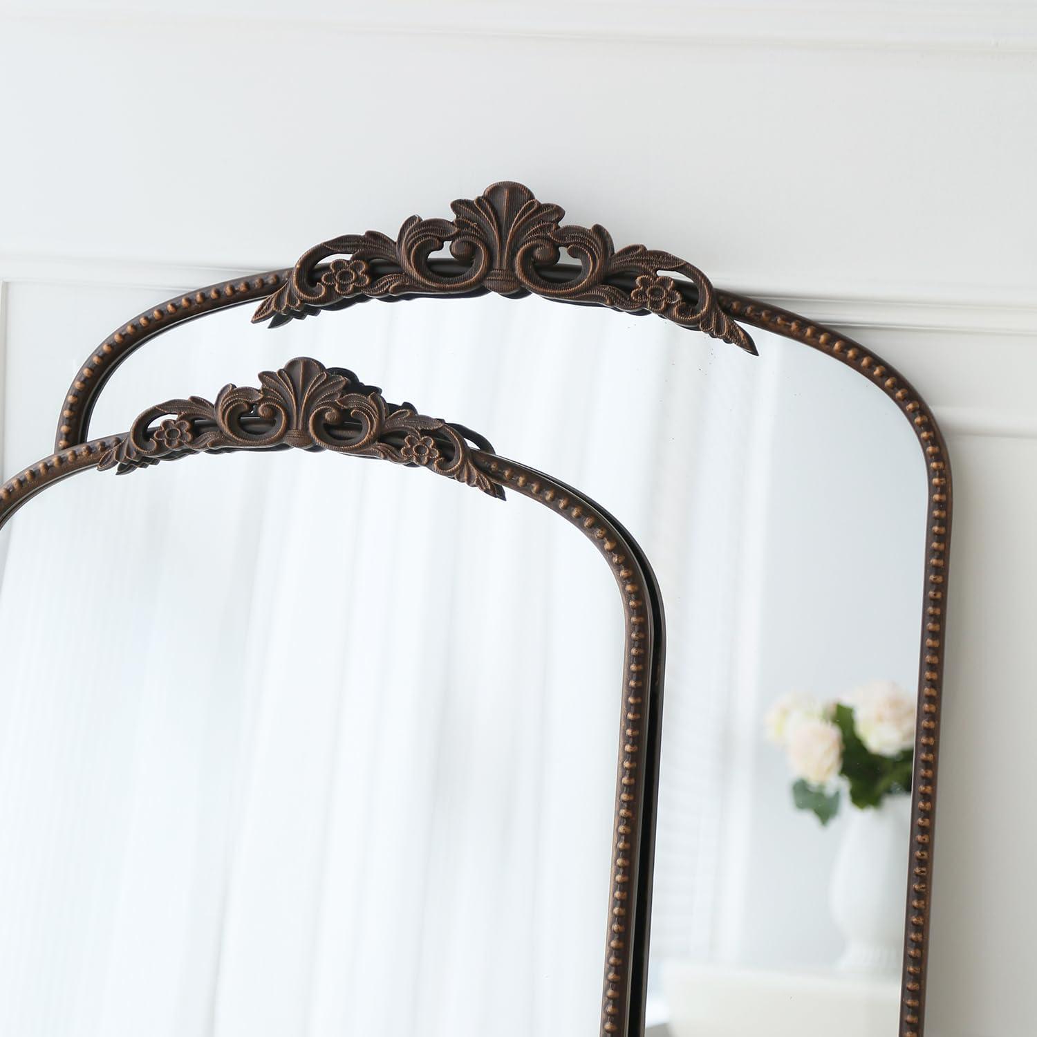 Micasso Black Vintage Wall Mirror, 24x36 Inches Black Decorative Mounted Traditional Arched Mirror for Bathroom Bedroom Living Room, Entryway, Home Wall Decor