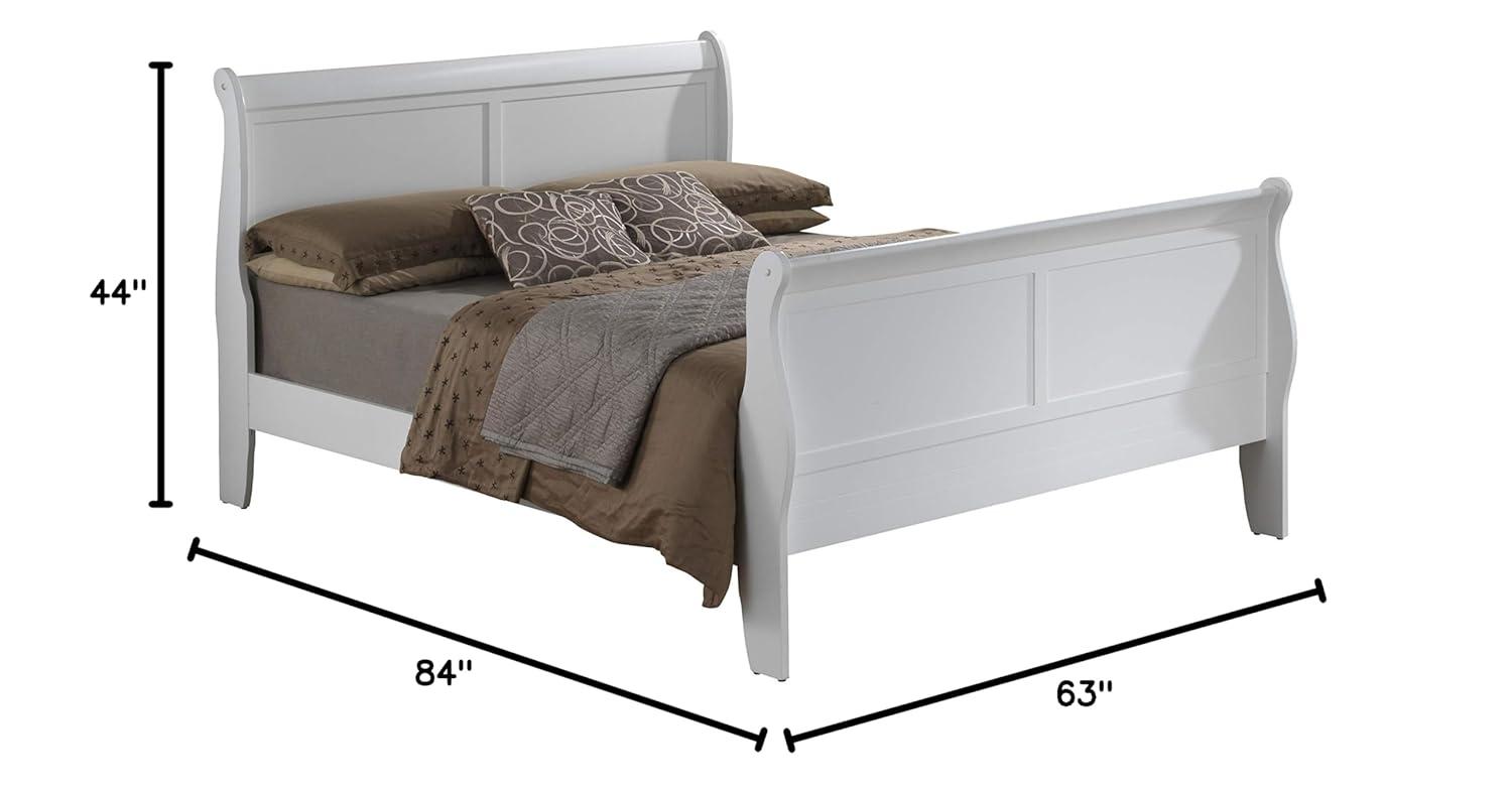 Glory Furniture Louis Phillipe Queen Classic Wood Sleigh Beds, White