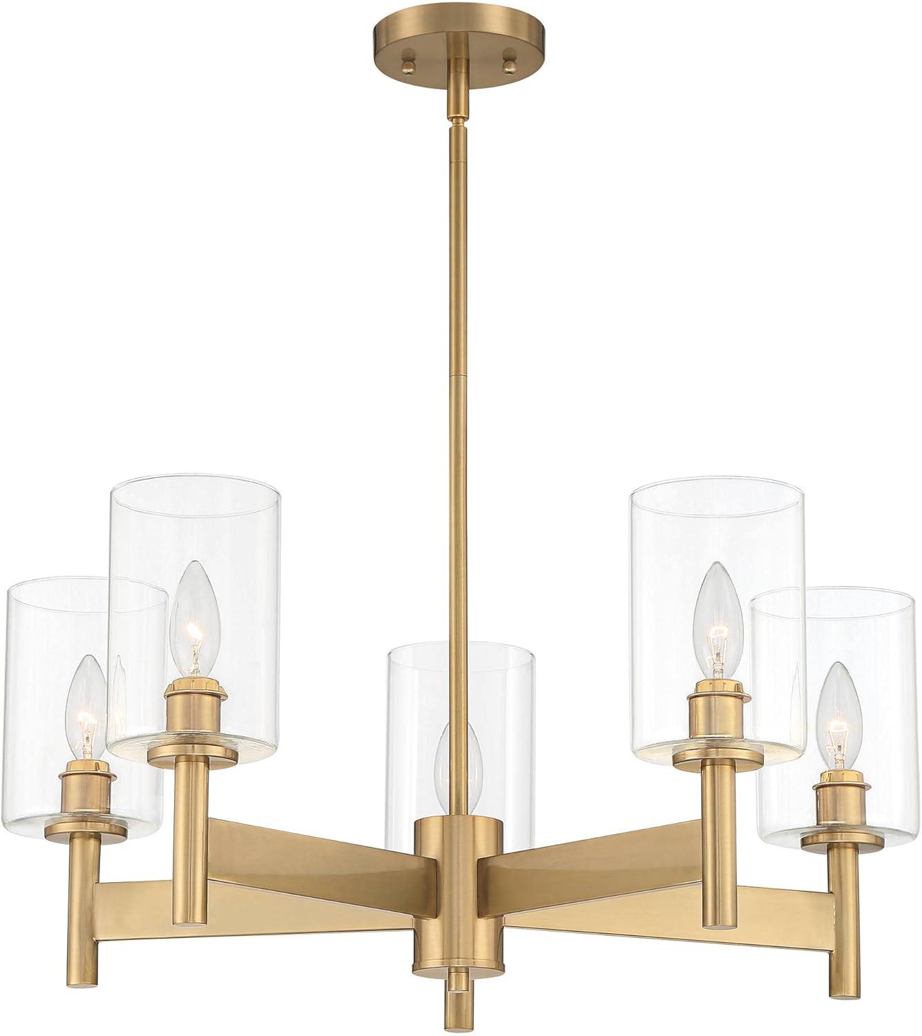 Possini Euro Design Lantico Gold Pendant Chandelier 24 1/2" Wide Modern Clear Glass 5-Light Fixture for Dining Room House Foyer Kitchen Island Bedroom