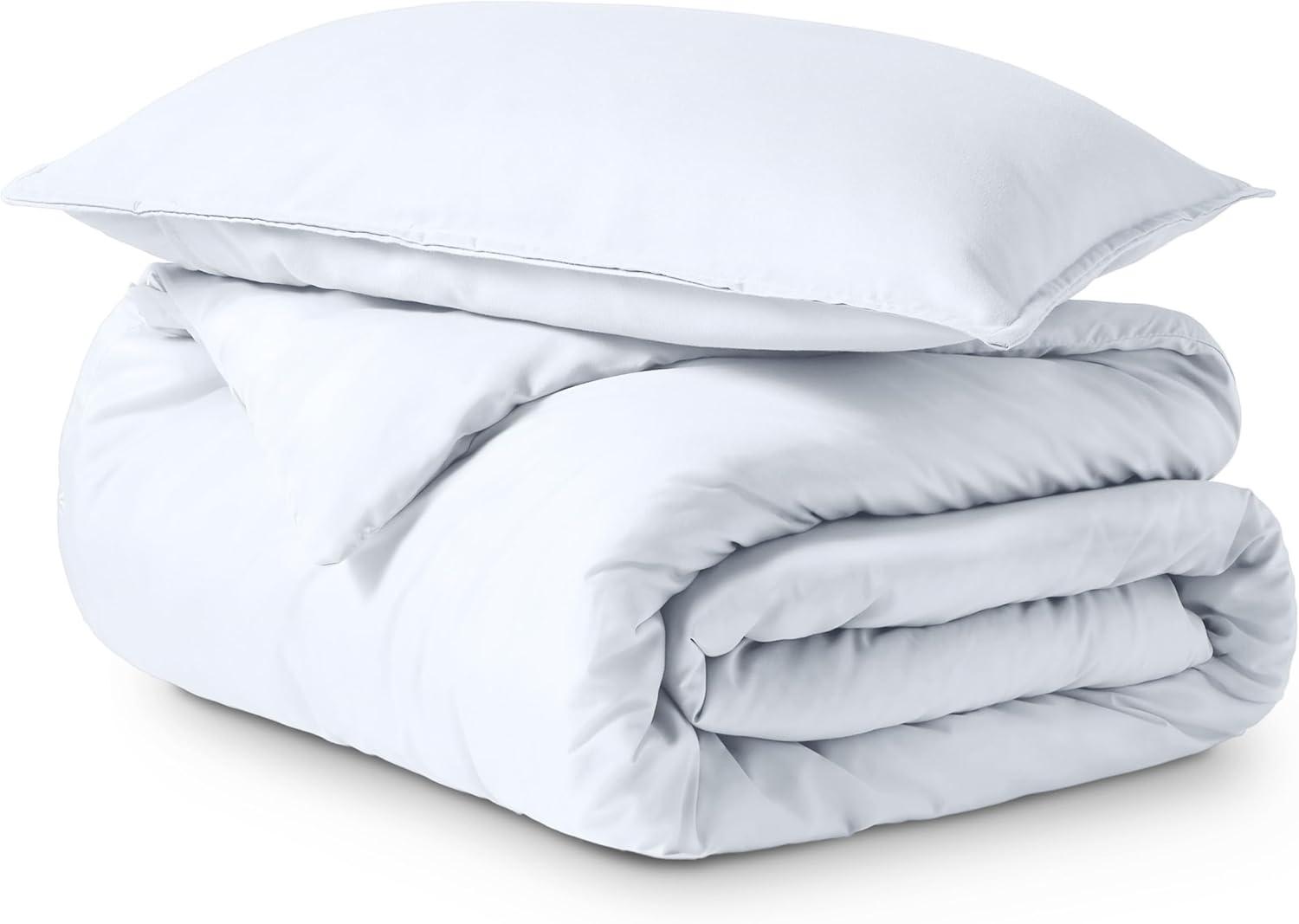 White Twin/Twin XL Microfiber Duvet Cover Set