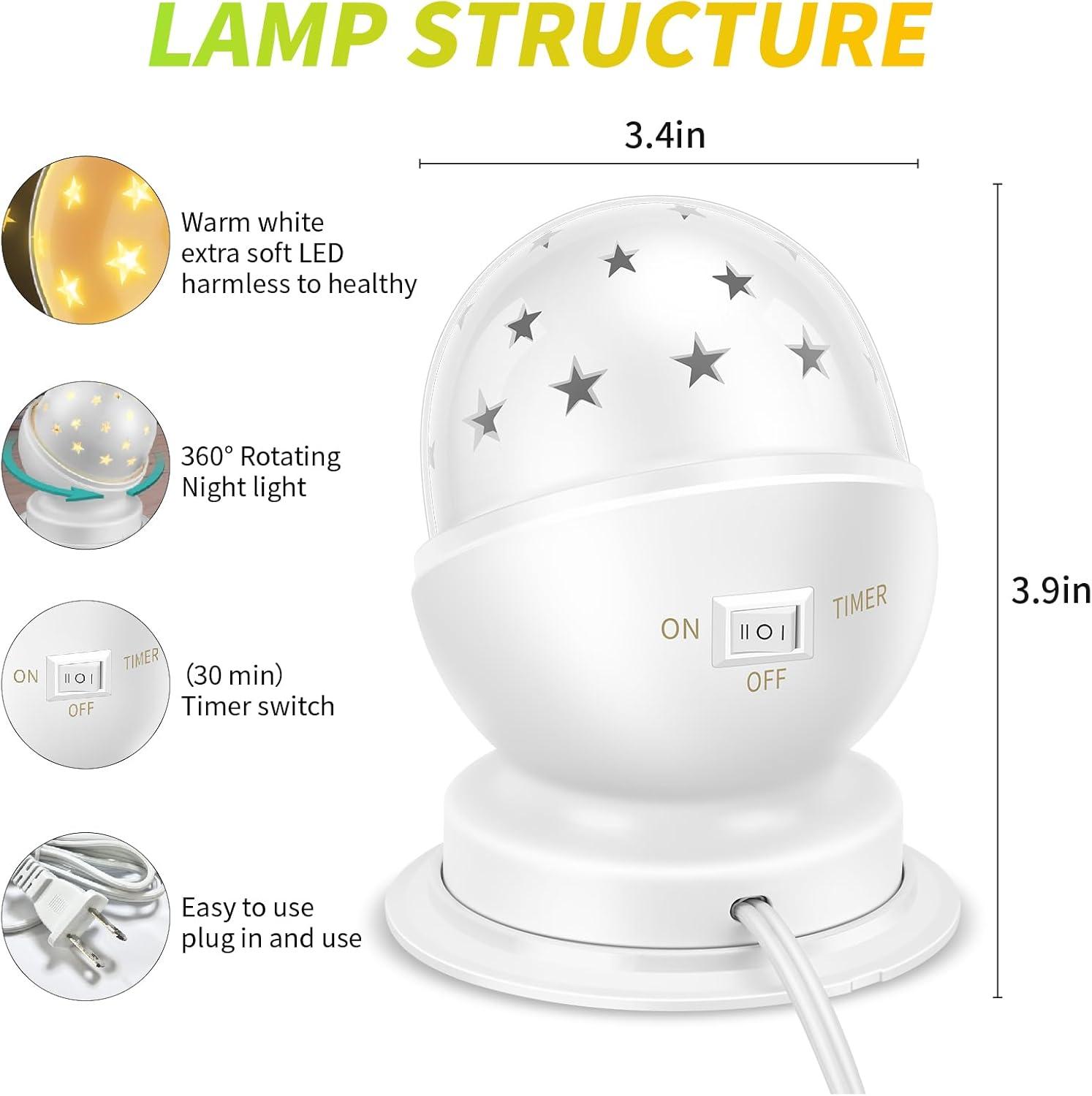 Star Night Light for Kids Girls Night Light Plug in Night Light for Kids with Timer,1 Pack,3000K,White