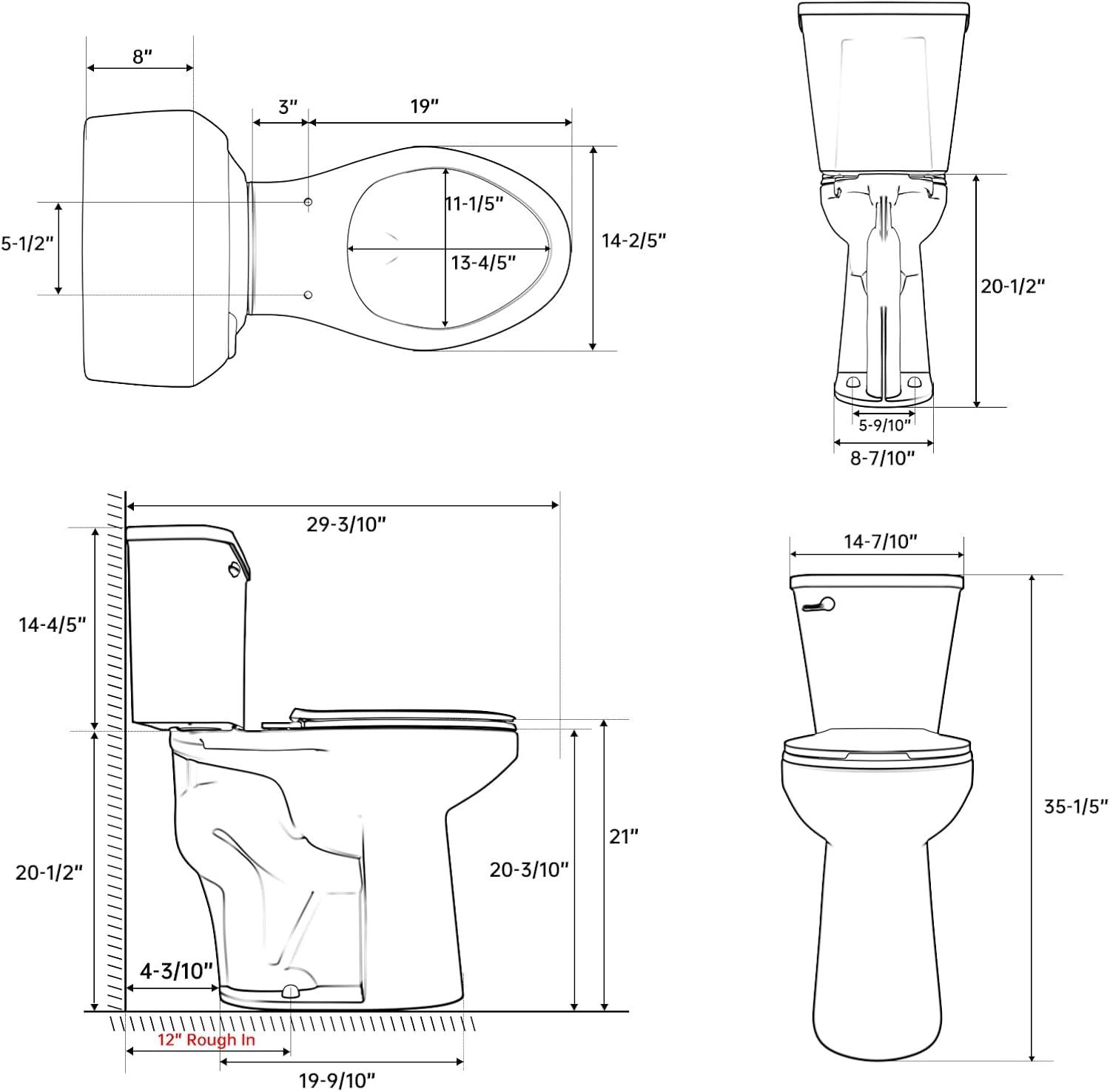 21-inch Height Extra Tall Toilet for Bathrooms, Elongated Toilet Seat, SUPERFLO