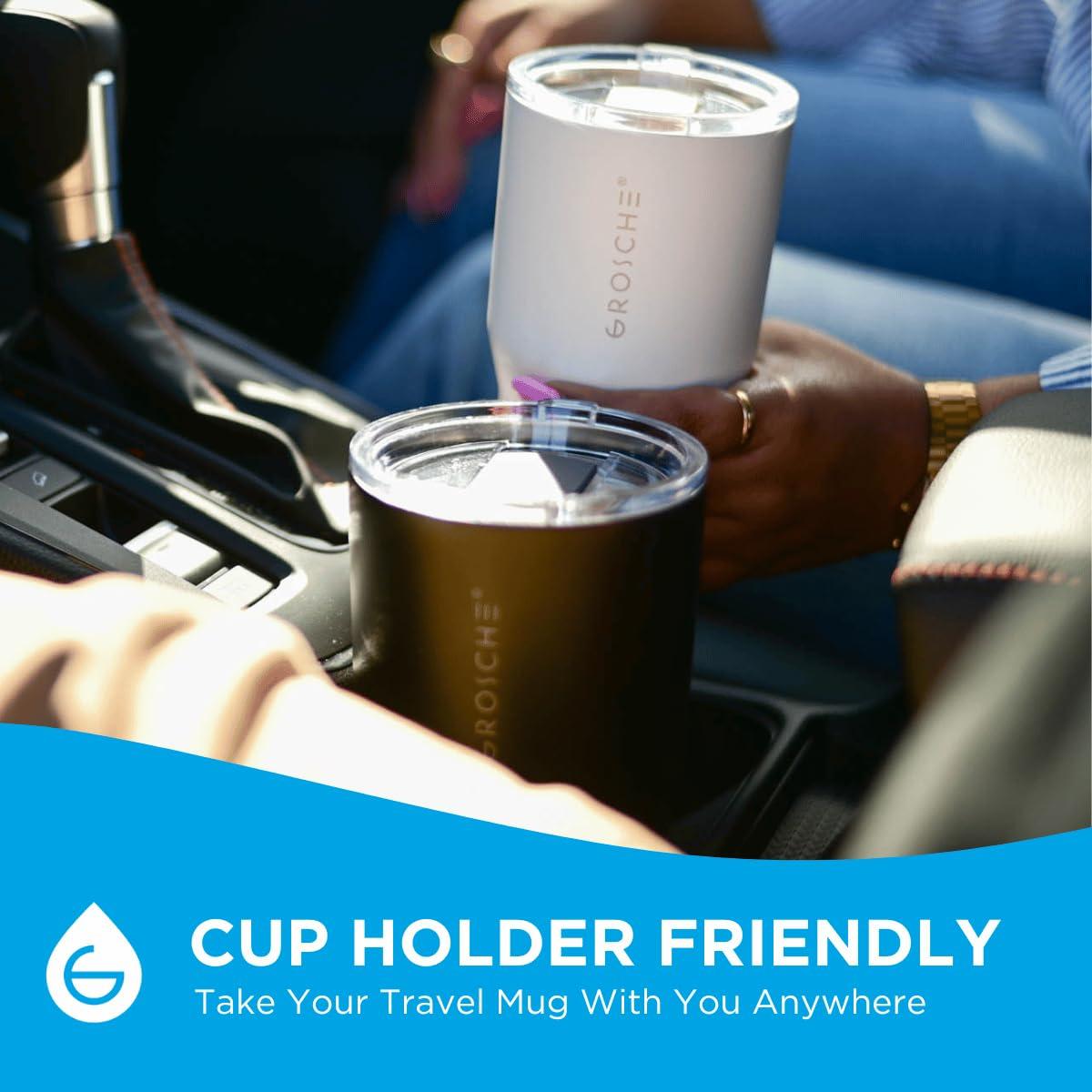 GROSCHE YUKON 20 OZ Insulated Travel Mug, Coffee Tumbler with Slider Lid, Graphite Black