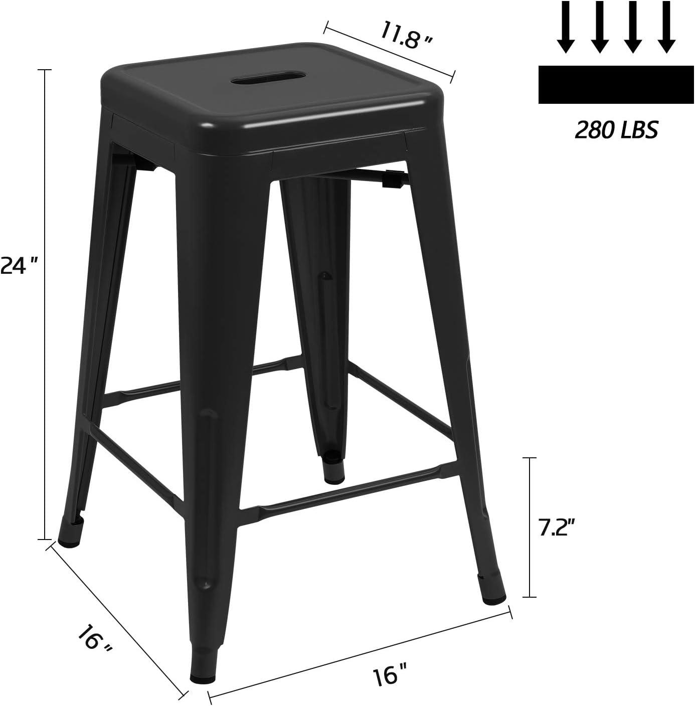 Williston Forge Kohki 24" Counter Stool Metal Bar Stools Counter Height Barstools Backless Indoor/Outdoor Bar Stools Kitchen Counter Stools Chairs(Set of 4)