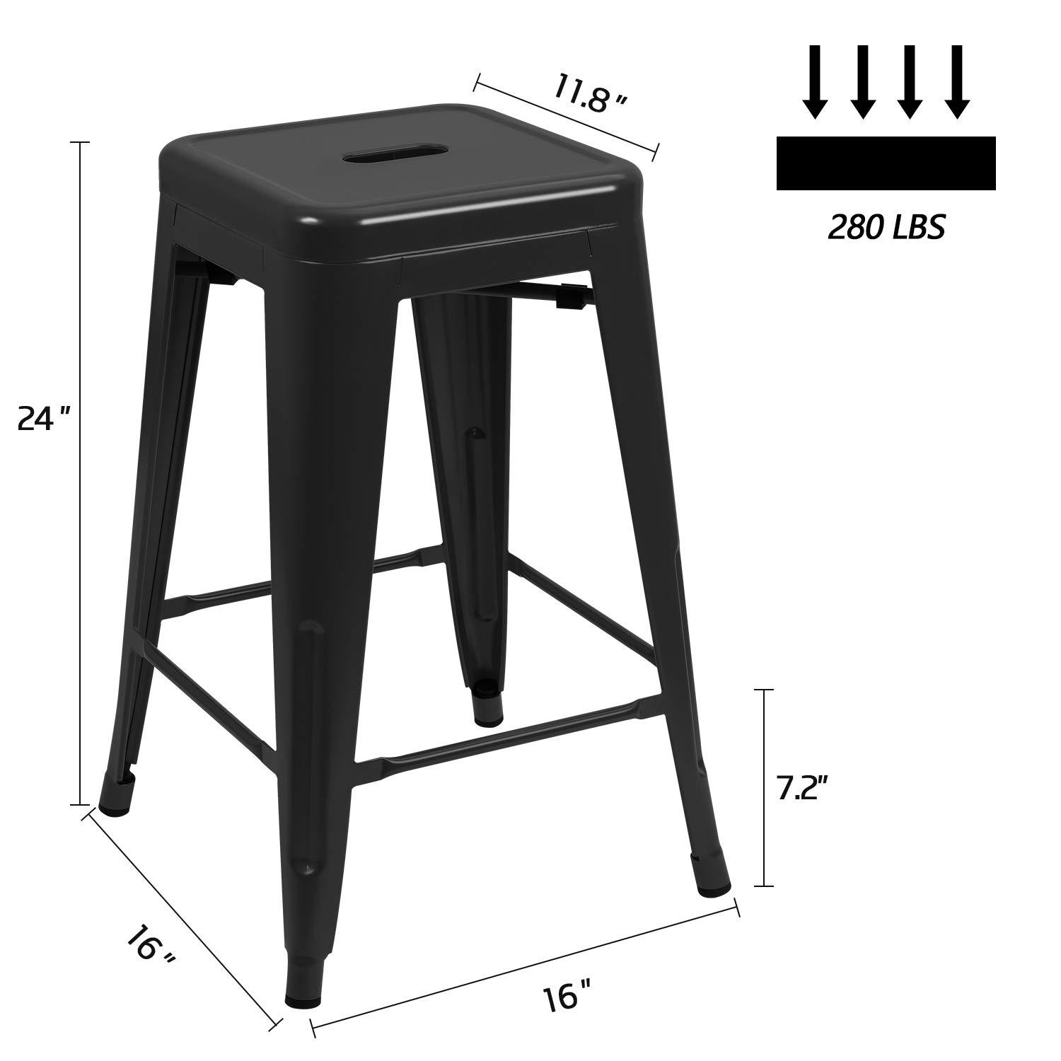 Williston Forge Kohki 24" Counter Stool Metal Bar Stools Counter Height Barstools Backless Indoor/Outdoor Bar Stools Kitchen Counter Stools Chairs(Set of 4)