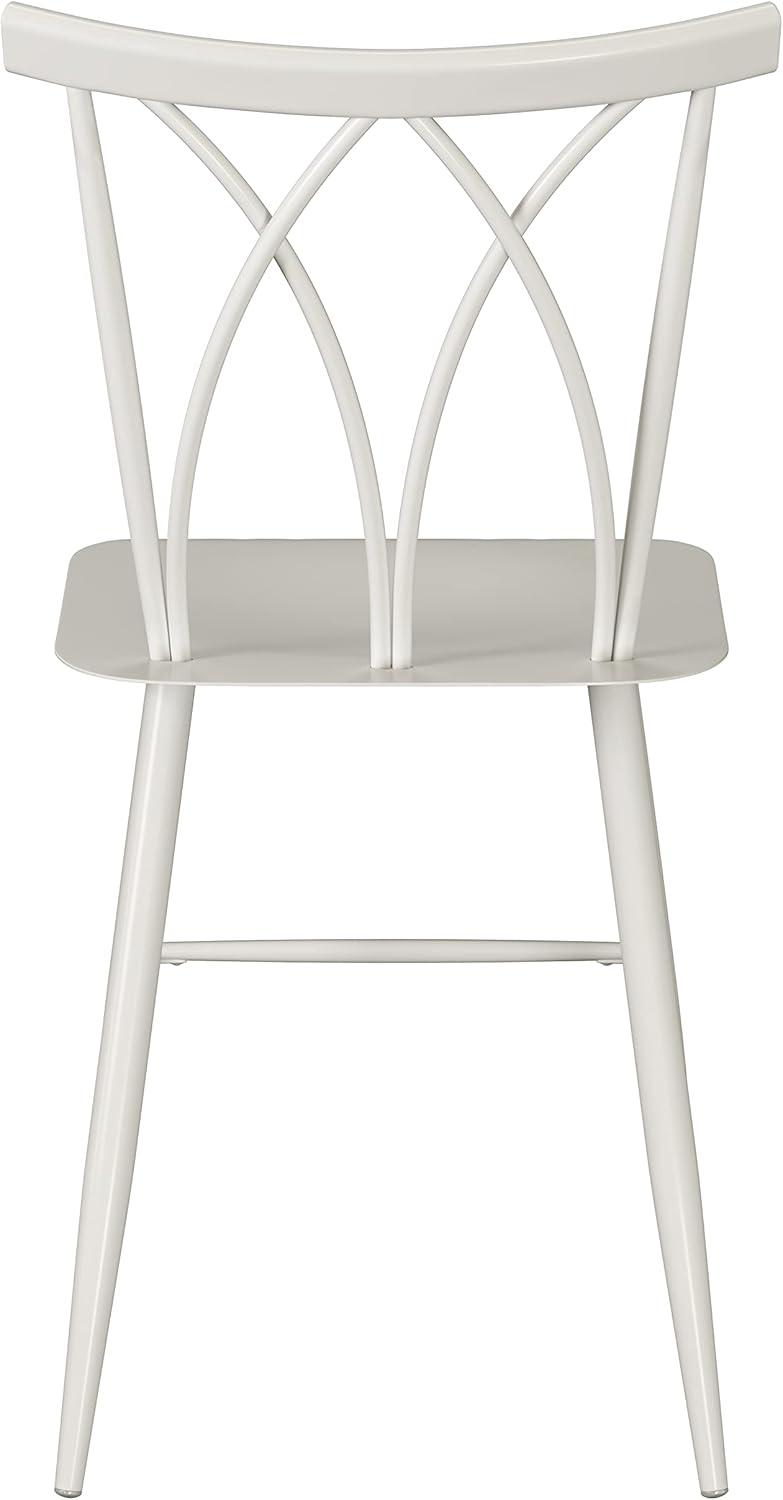 White Cross Back Wood and Metal Side Chair Set