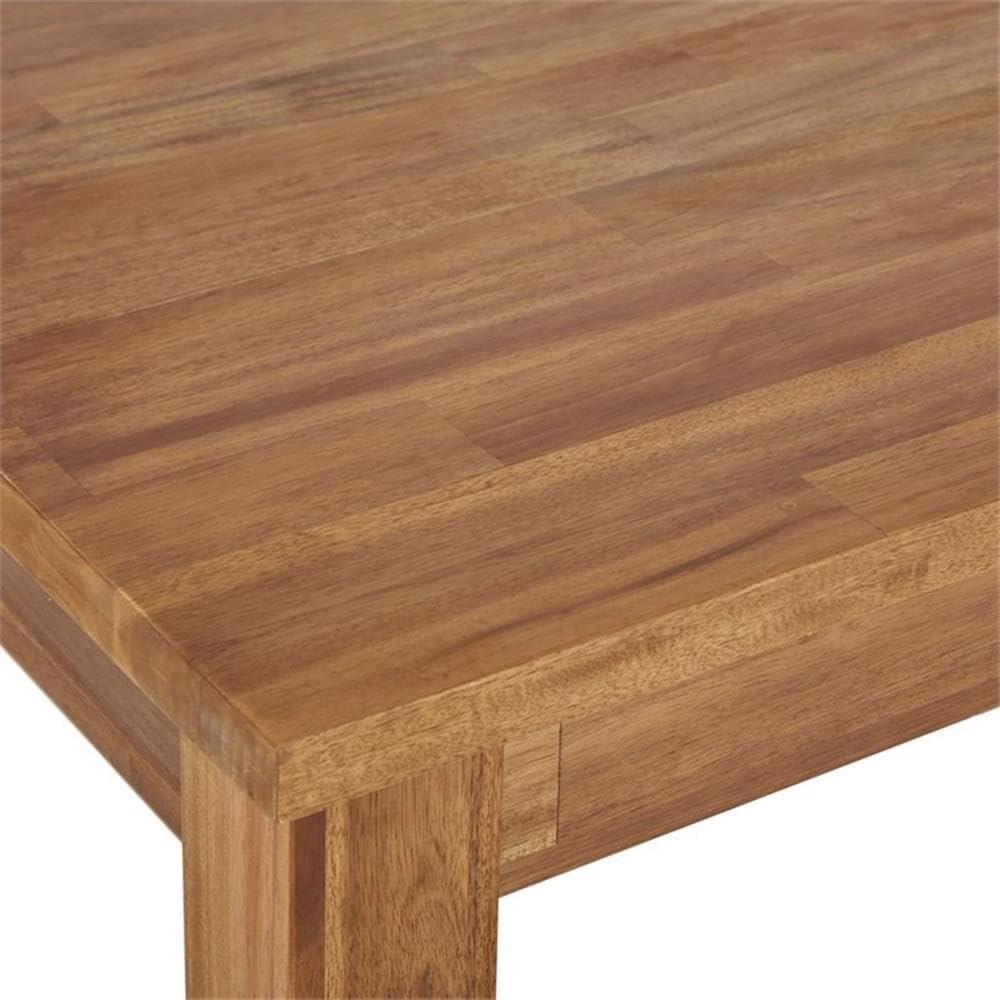 Amber Brown Solid Acacia Wood Rectangular Dining Table, 71"