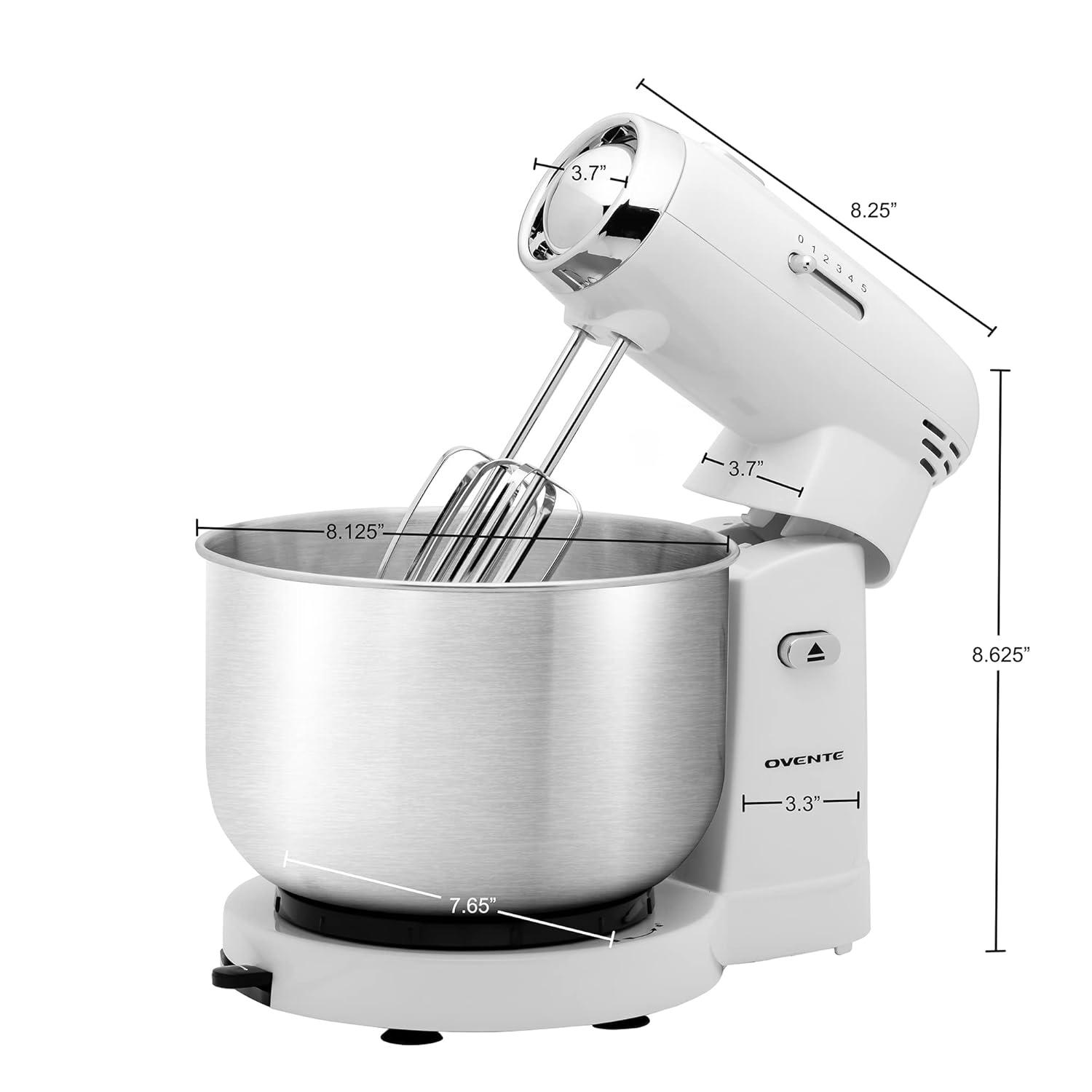 Ovente Electric Stand Mixer with 3.5Qt Removable Stainless Steel Bowl