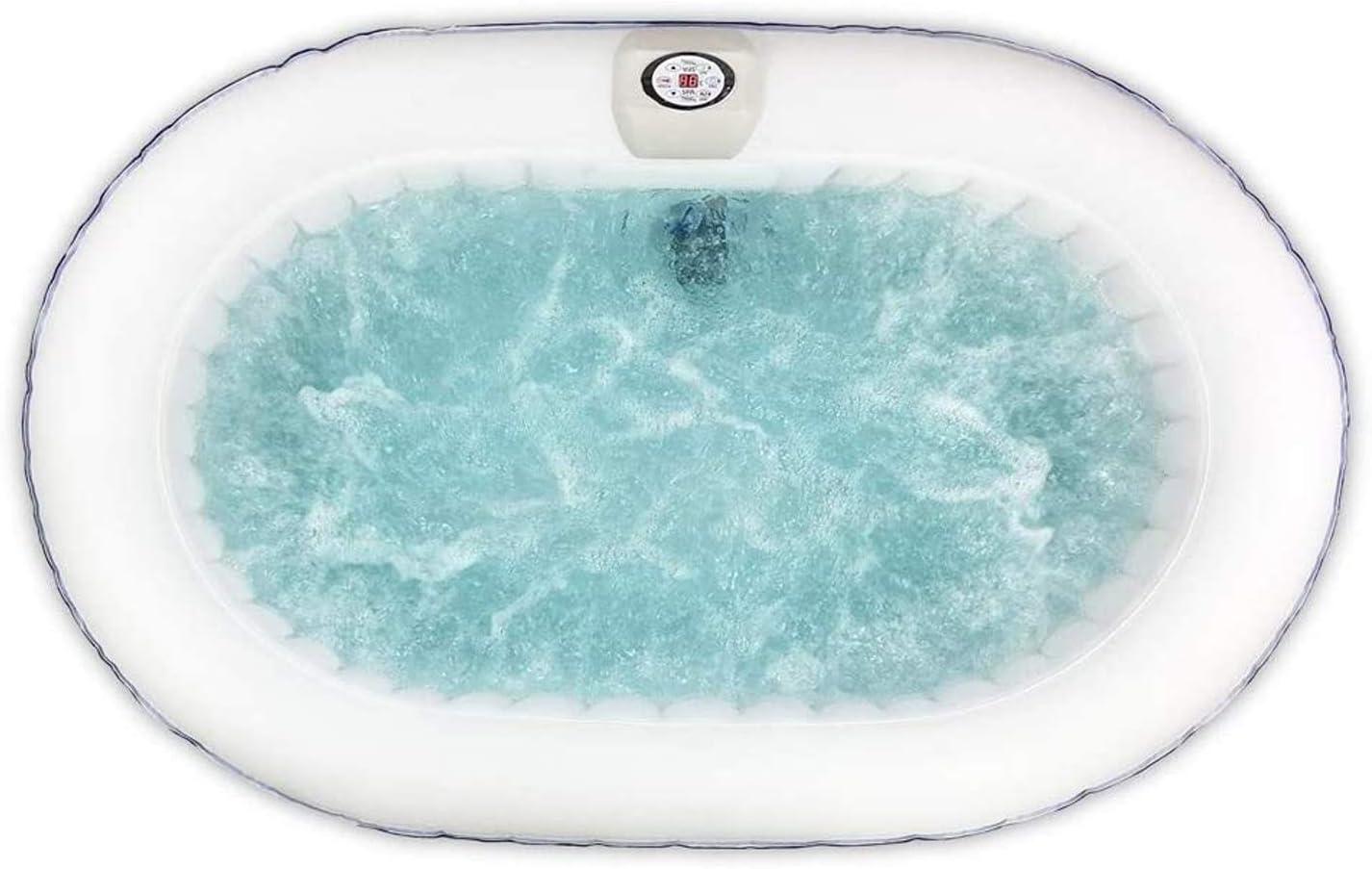 Black and White Oval Inflatable Hot Tub Spa with Drink Tray